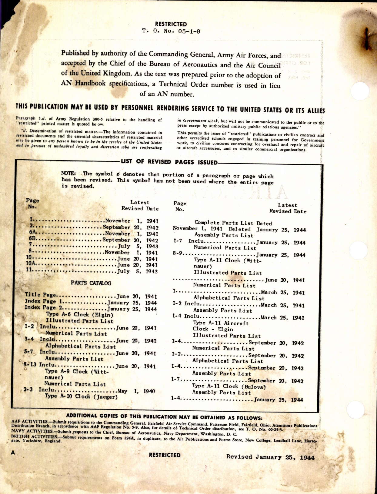 Sample page 2 from AirCorps Library document: Handbook of Instructions with Parts Catalog for Aircraft Clocks