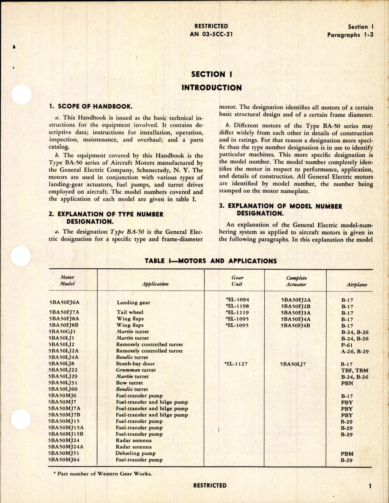Sample page 3 from AirCorps Library document: Handbook of Instructions w/ Parts Catalog for Model 5BA50 Electric Motors