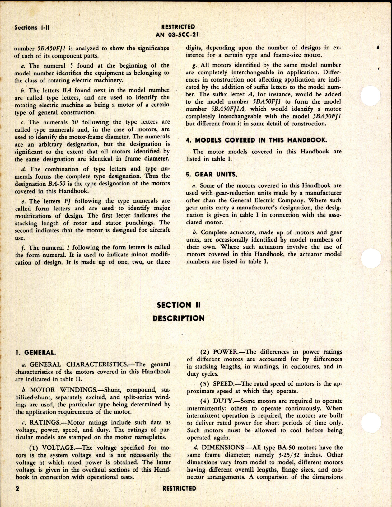 Sample page 4 from AirCorps Library document: Handbook of Instructions w/ Parts Catalog for Model 5BA50 Electric Motors