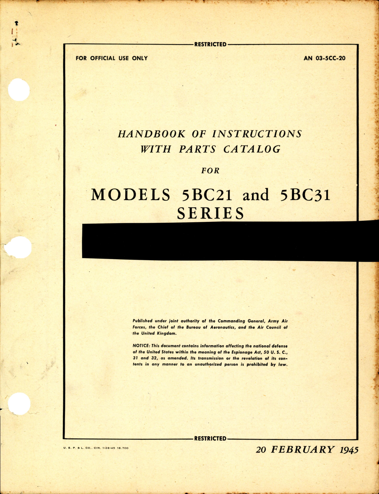 Sample page 1 from AirCorps Library document: Instructions w PC for Models 5BC21 and 5BC31 Series