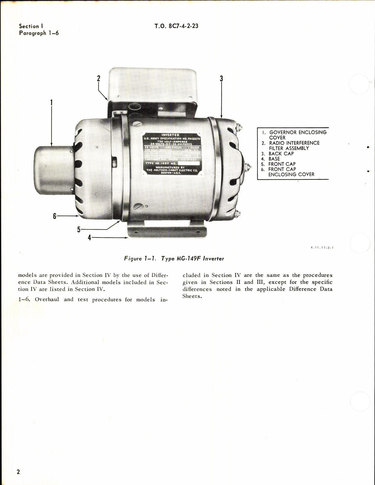 Sample page 4 from AirCorps Library document: Instructions for Inverters Types MG-149F & MG-146H