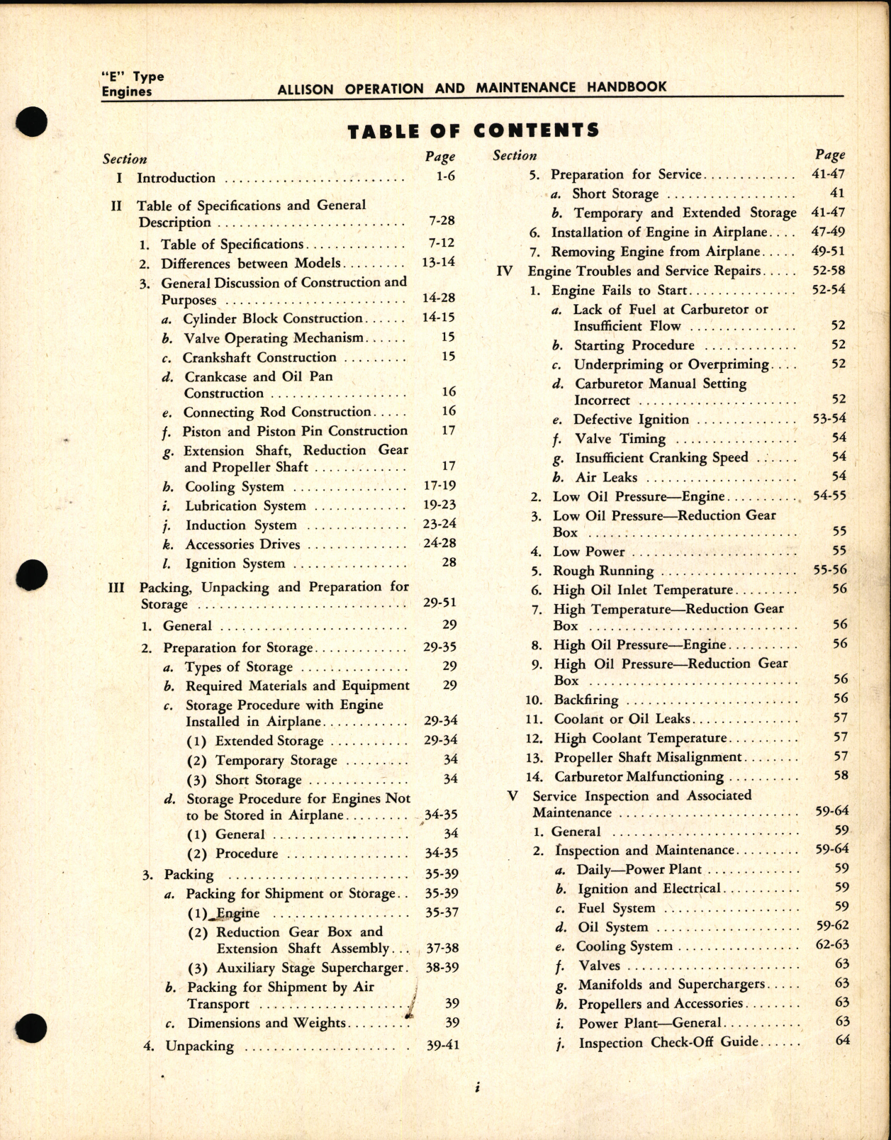 Sample page 3 from AirCorps Library document: Handbook of Operation and Maintenance for Allison V-1710 E Type Engines