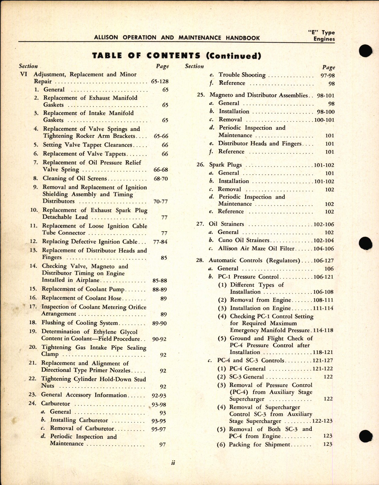 Sample page 4 from AirCorps Library document: Handbook of Operation and Maintenance for Allison V-1710 E Type Engines