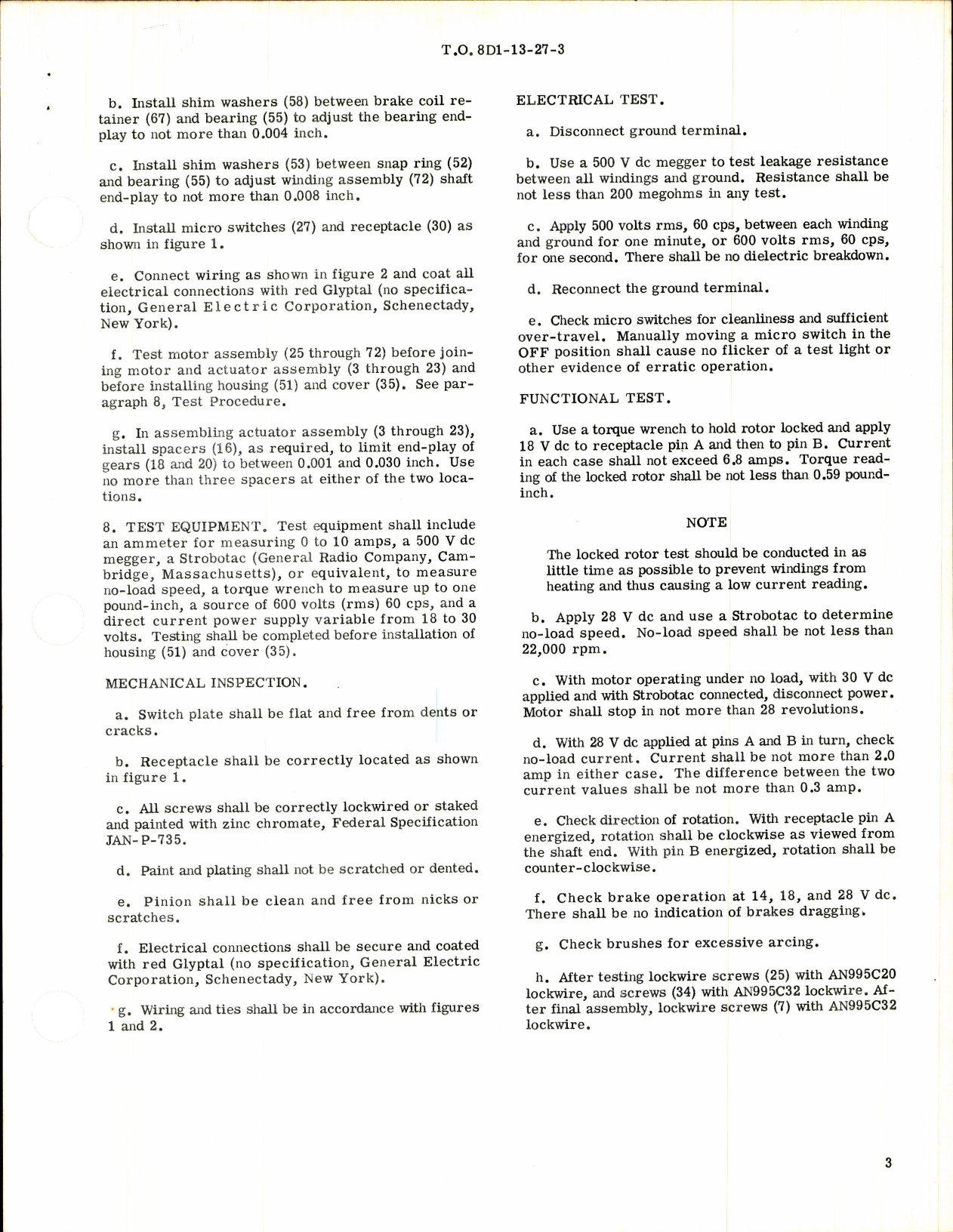 Sample page 3 from AirCorps Library document: Overhaul Instructions with Parts Breakdown for Hot Air Shut-Off Valve Motor & Actuator Part No. 334522