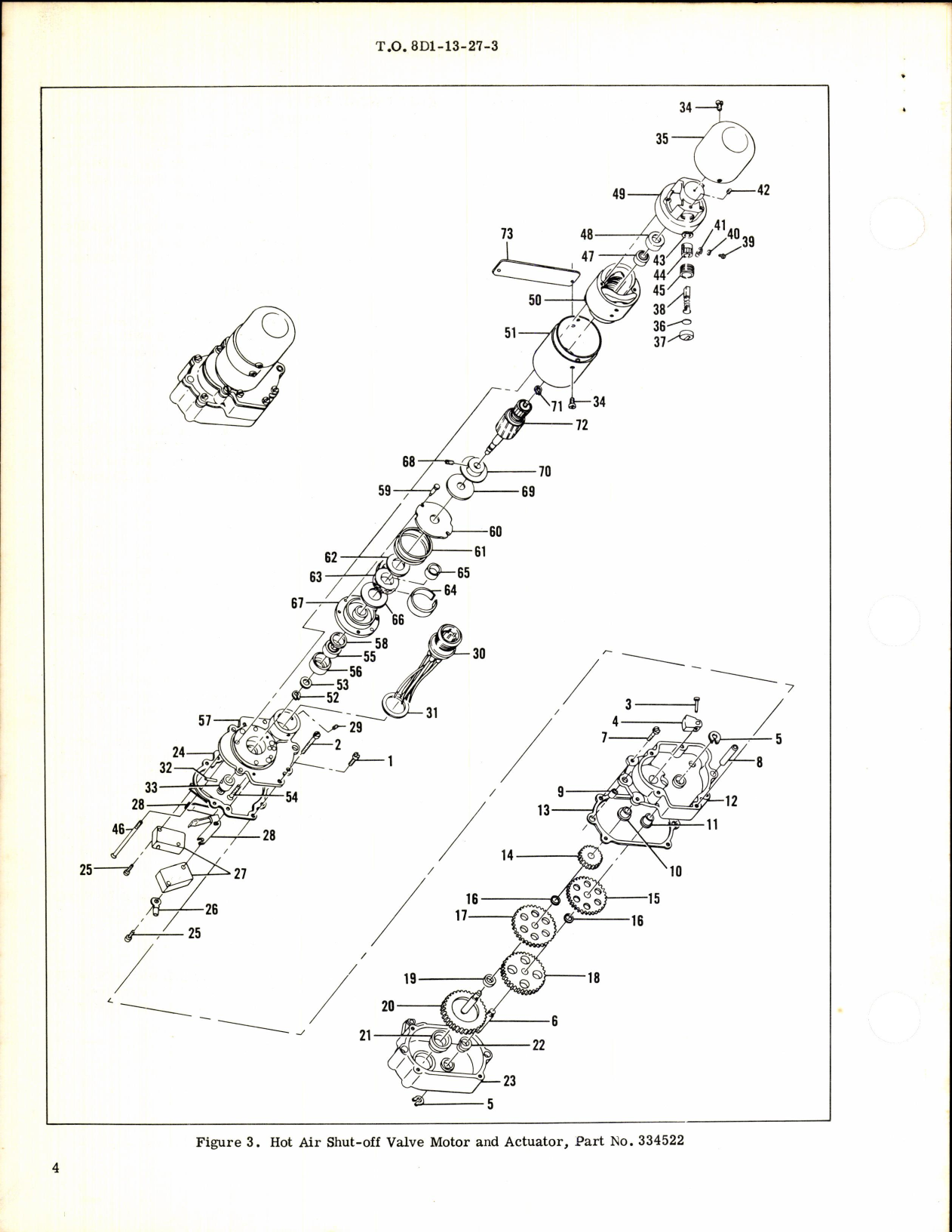 Sample page 4 from AirCorps Library document: Overhaul Instructions with Parts Breakdown for Hot Air Shut-Off Valve Motor & Actuator Part No. 334522