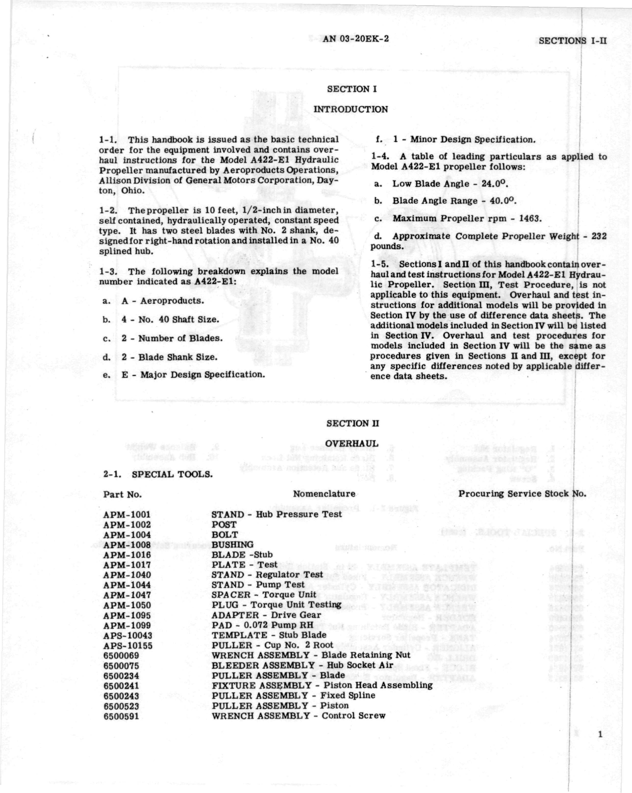 Sample page 6 from AirCorps Library document: Hydraulic Propeller Overhaul Instructions Model A422-E1