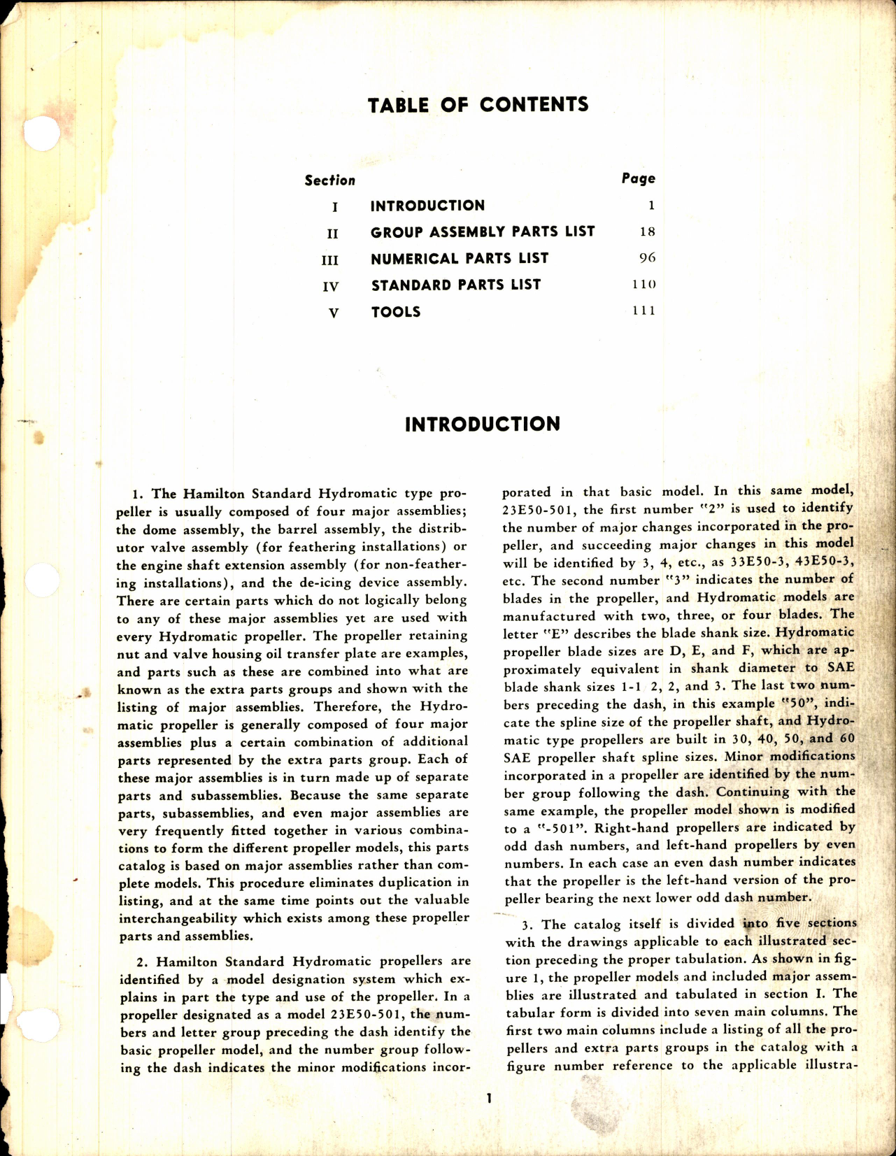 Sample page 3 from AirCorps Library document: Hydromatic Propellers Parts Catalog