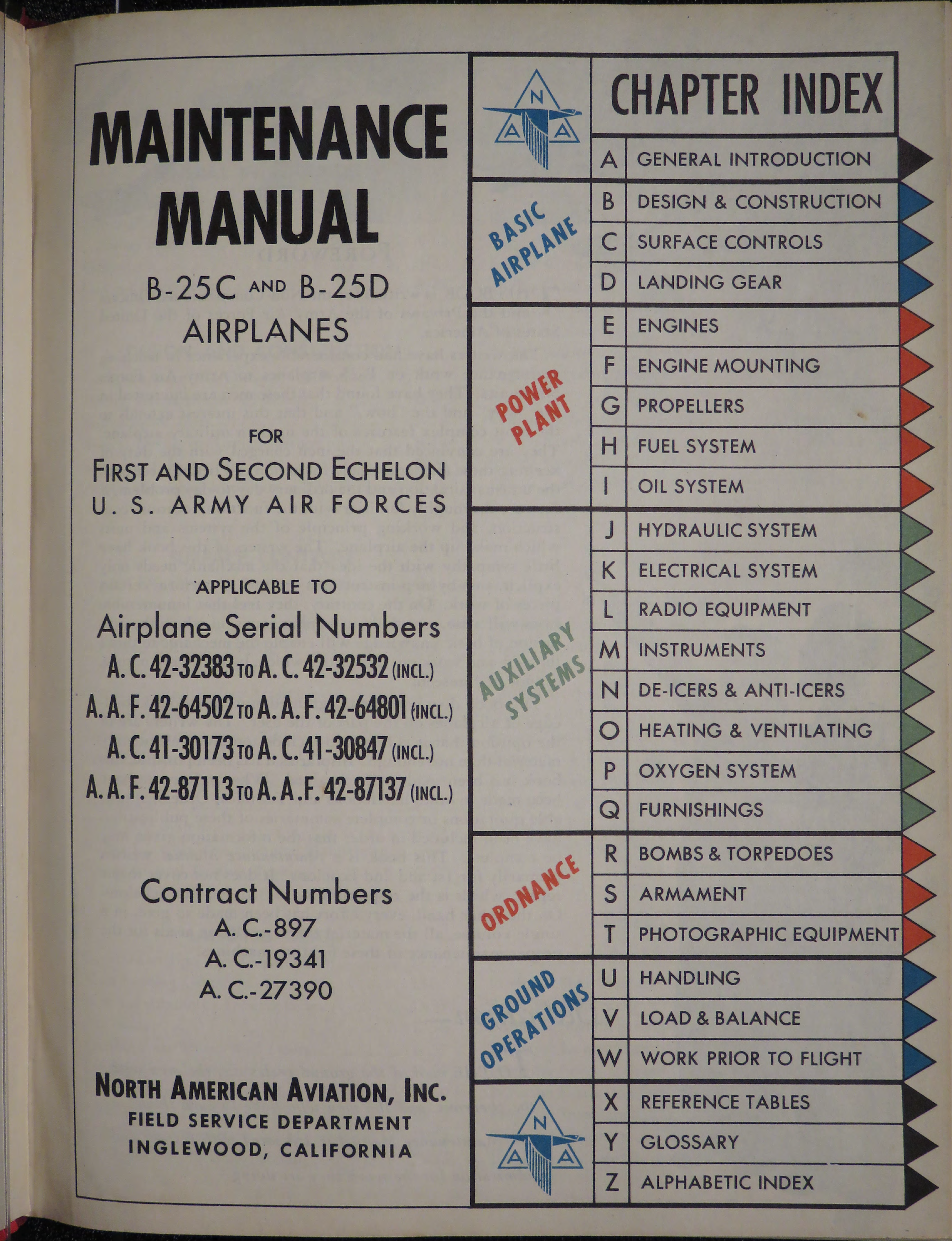 Sample page 5 from AirCorps Library document: Maintenance Manual for B-25C and B-25D (Part 1)