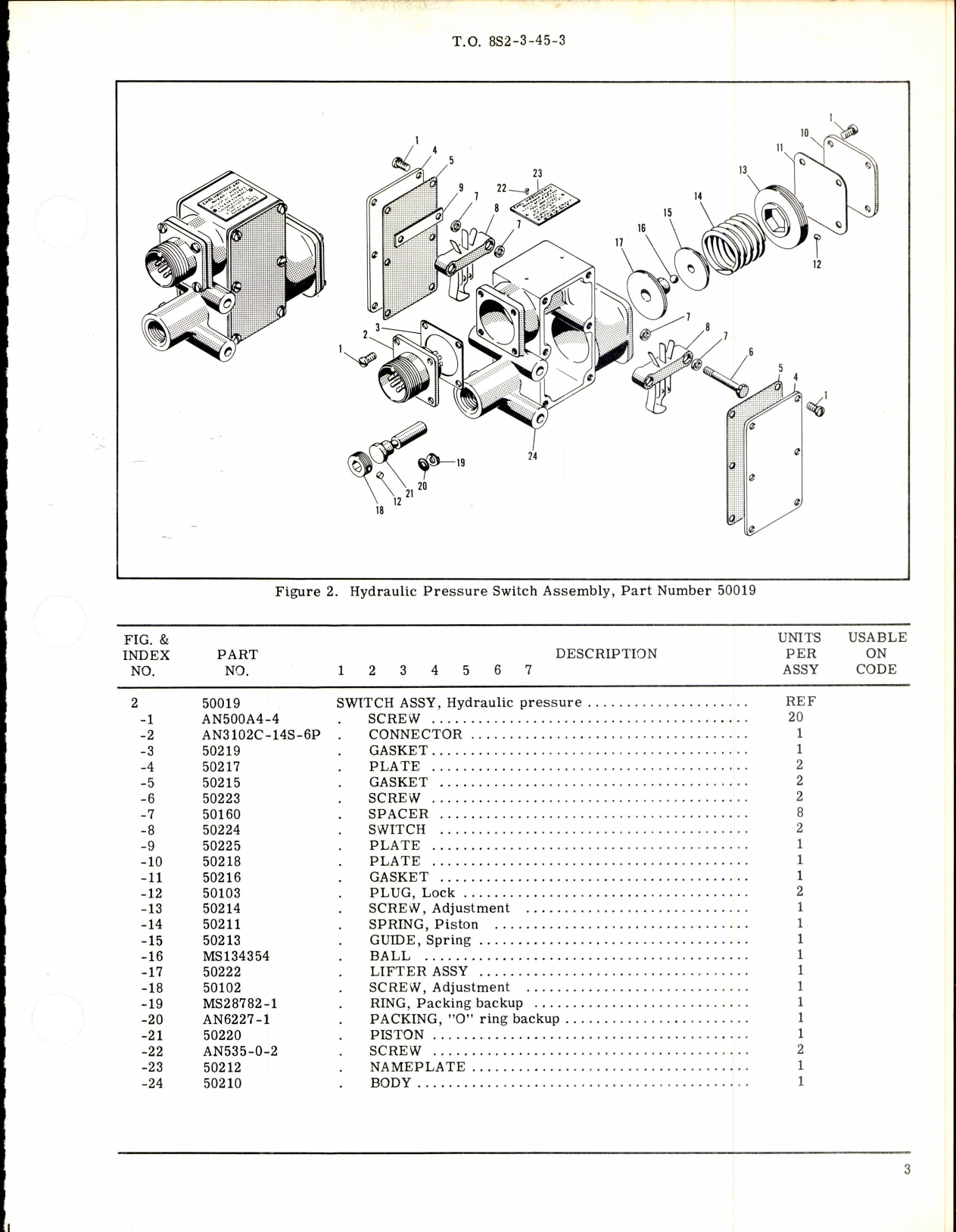 Sample page 3 from AirCorps Library document: Hydraulic Pressure Switch Part No 50019