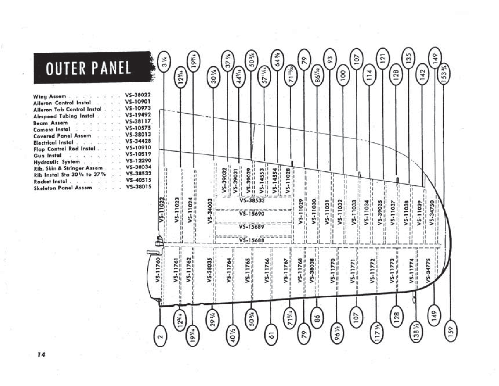 Sample page 14 from AirCorps Library document: Illustrated Assembly Breakdown - F4U-4