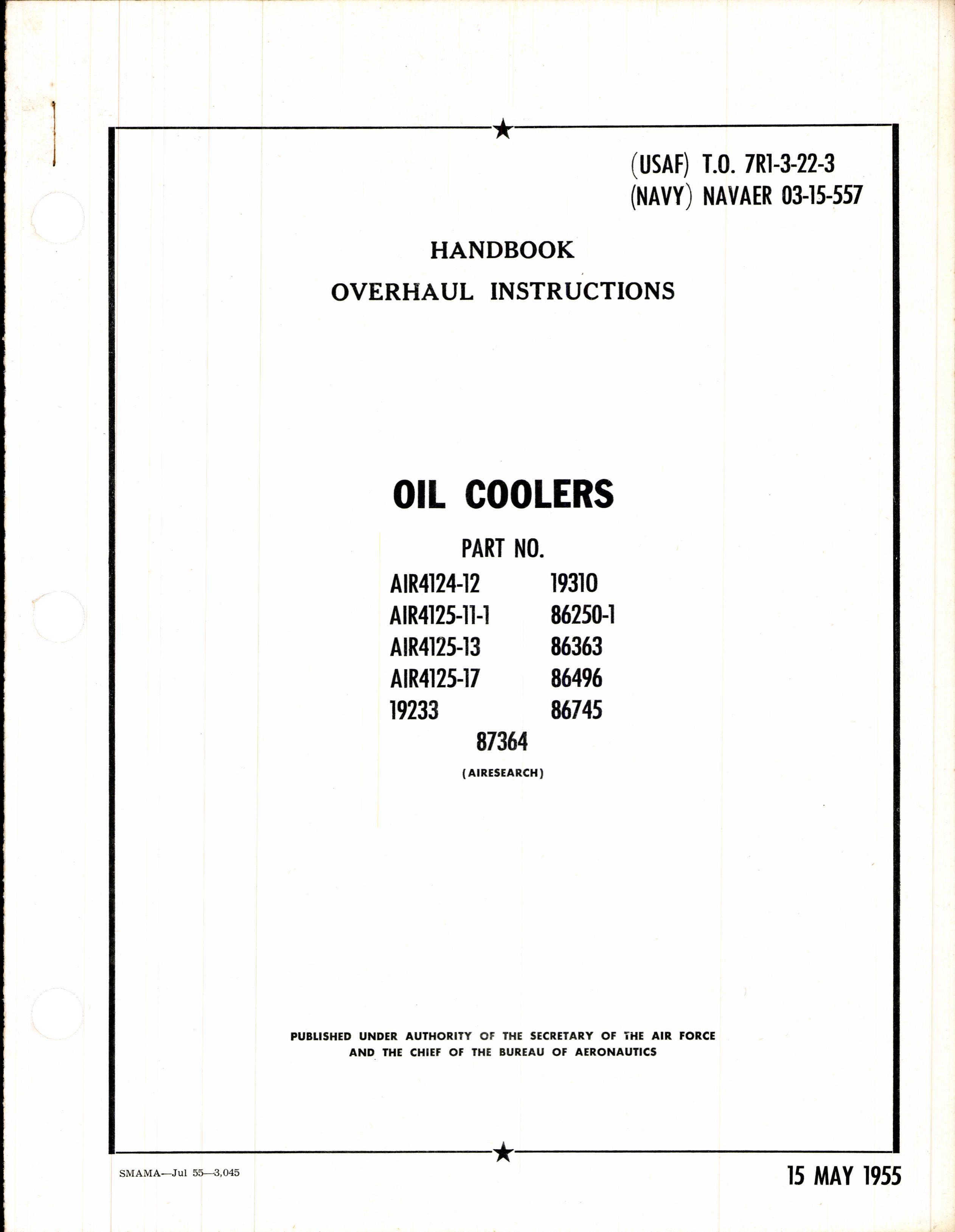 Sample page 1 from AirCorps Library document: Handbook Overhaul Instructions For Oil Coolers