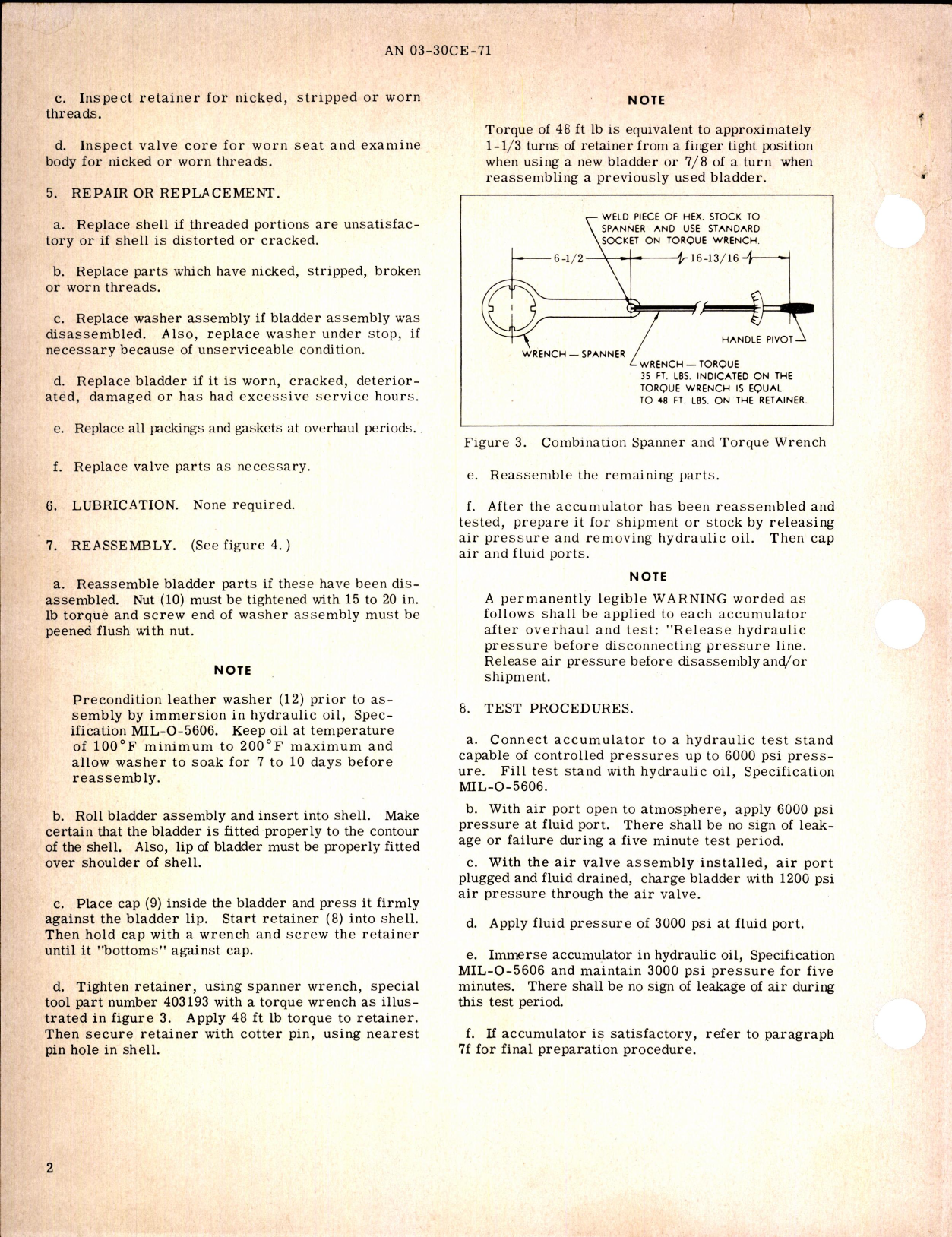 Sample page 2 from AirCorps Library document: 7 1-2 Inch High Pressure Hydraulic Accumulator