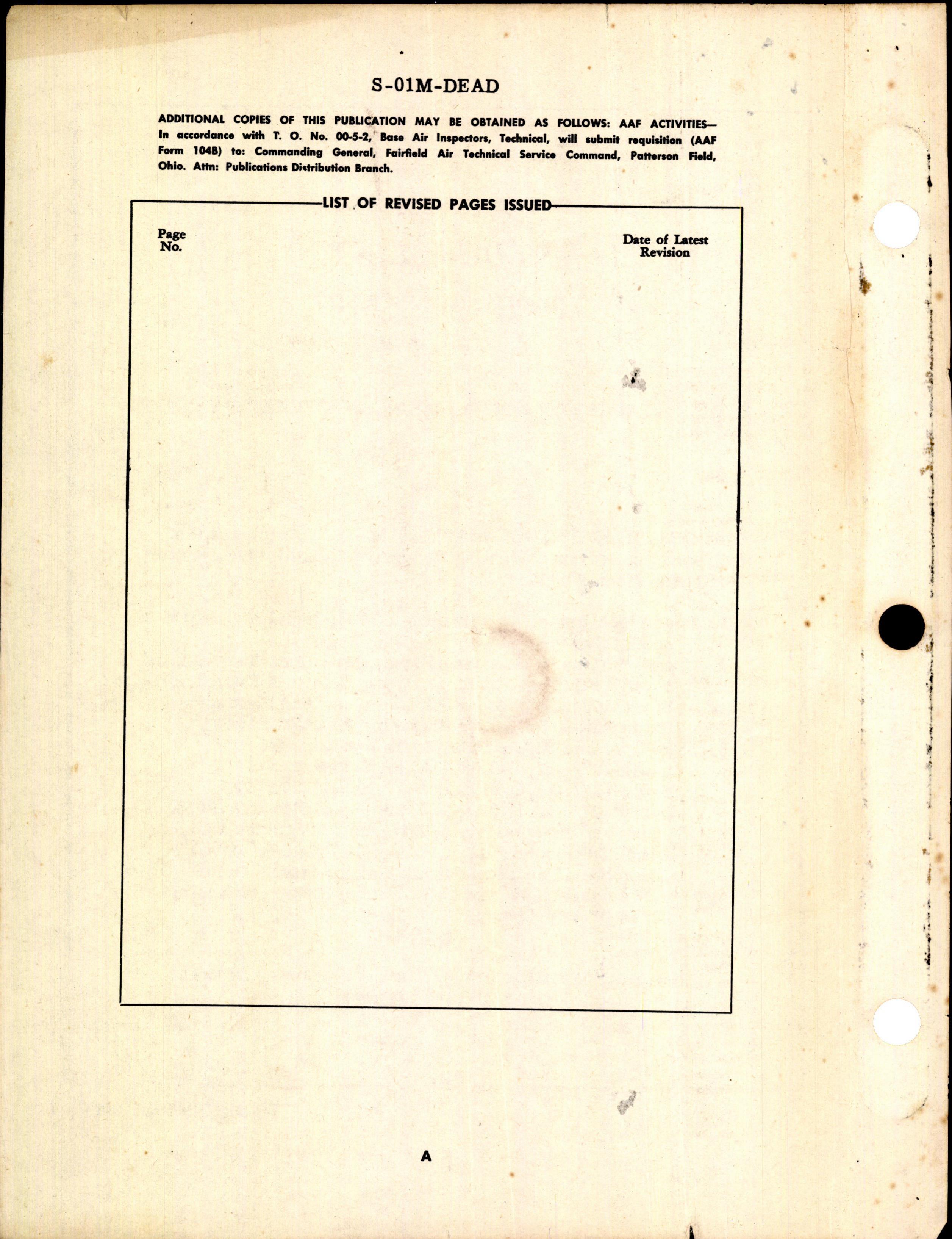 Sample page 2 from AirCorps Library document: Stock List Dead Items Stock List Class 01-M Parts for North American Aircraft