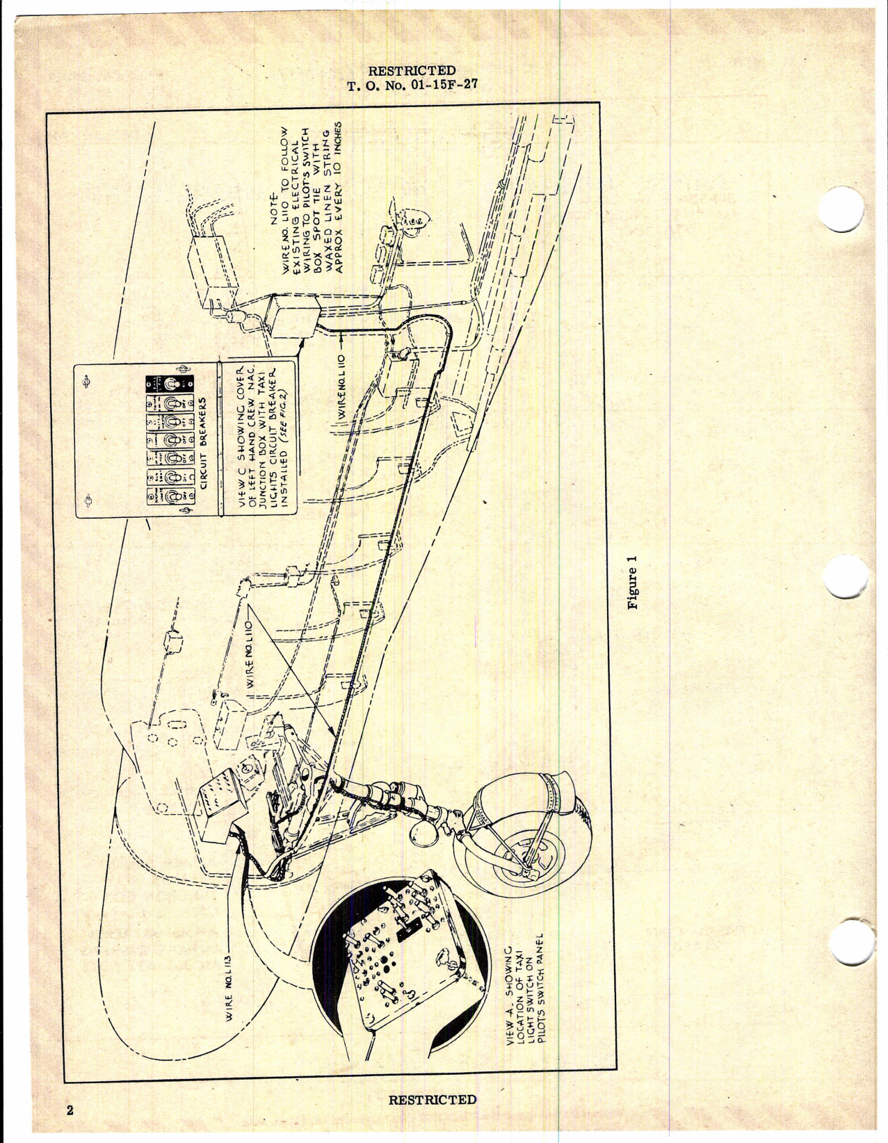 Sample page 2 from AirCorps Library document: Northrop - Installation of Two Taxi Light Assemblies for YP-61 and P-61A