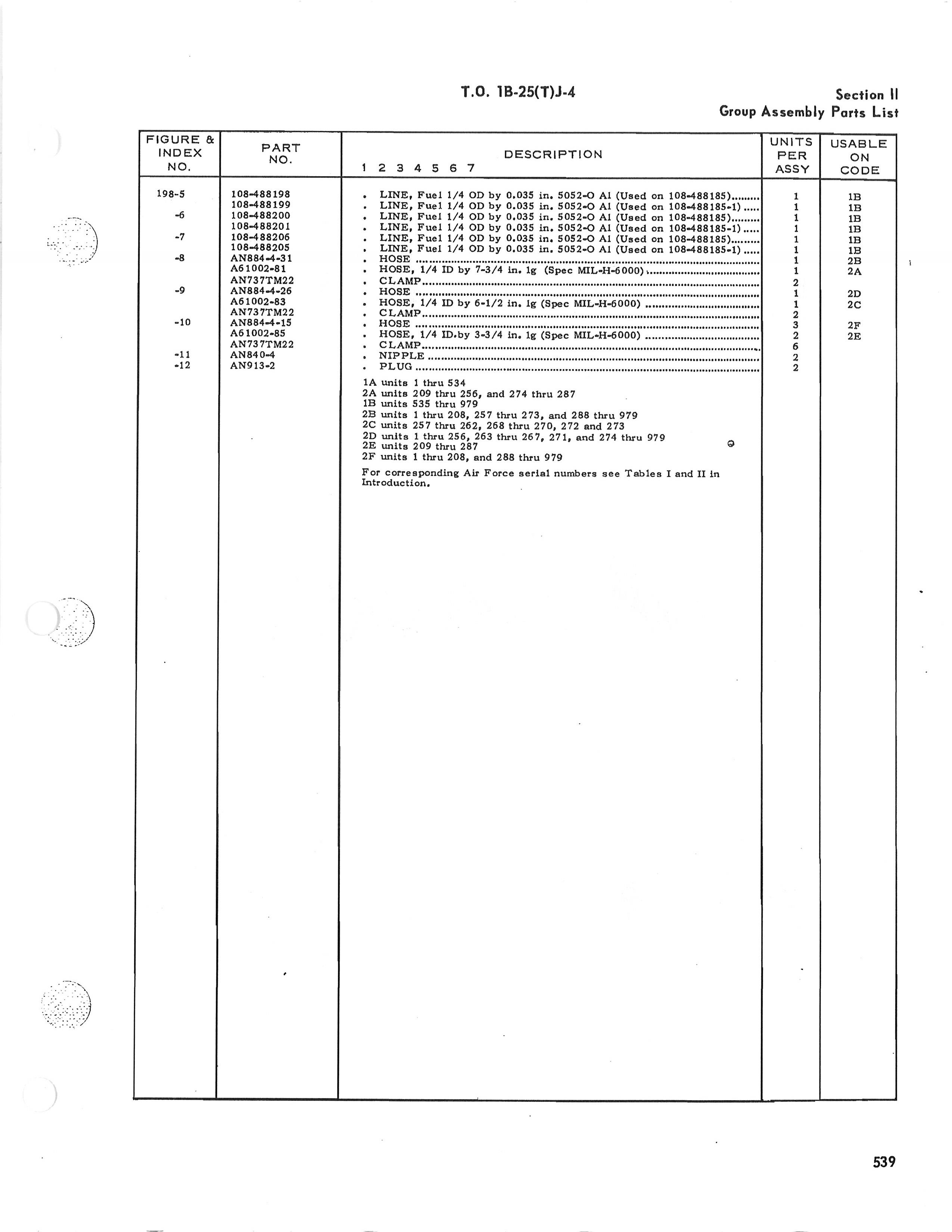 Sample page 549 from AirCorps Library document: Technical Manual - Illustrated Parts Breakdown - B-25