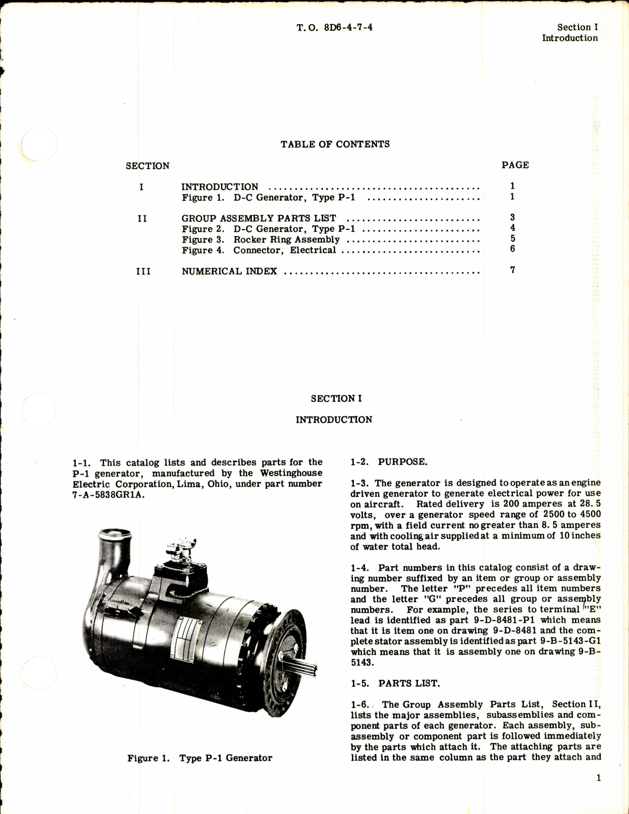 Sample page 3 from AirCorps Library document: D-C Generator Type P-1 Part Number 7-A-5838-GR 1A
