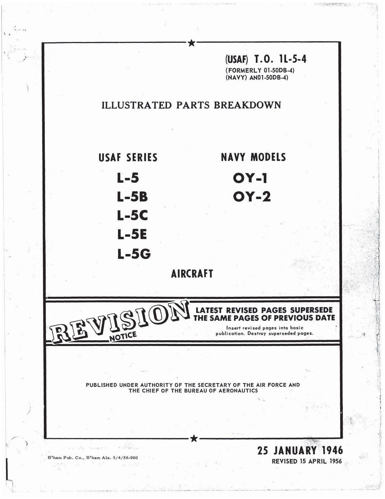 Sample page 1 from AirCorps Library document: Illustrated Parts Breakdown - L-5, OY-1, OY-2