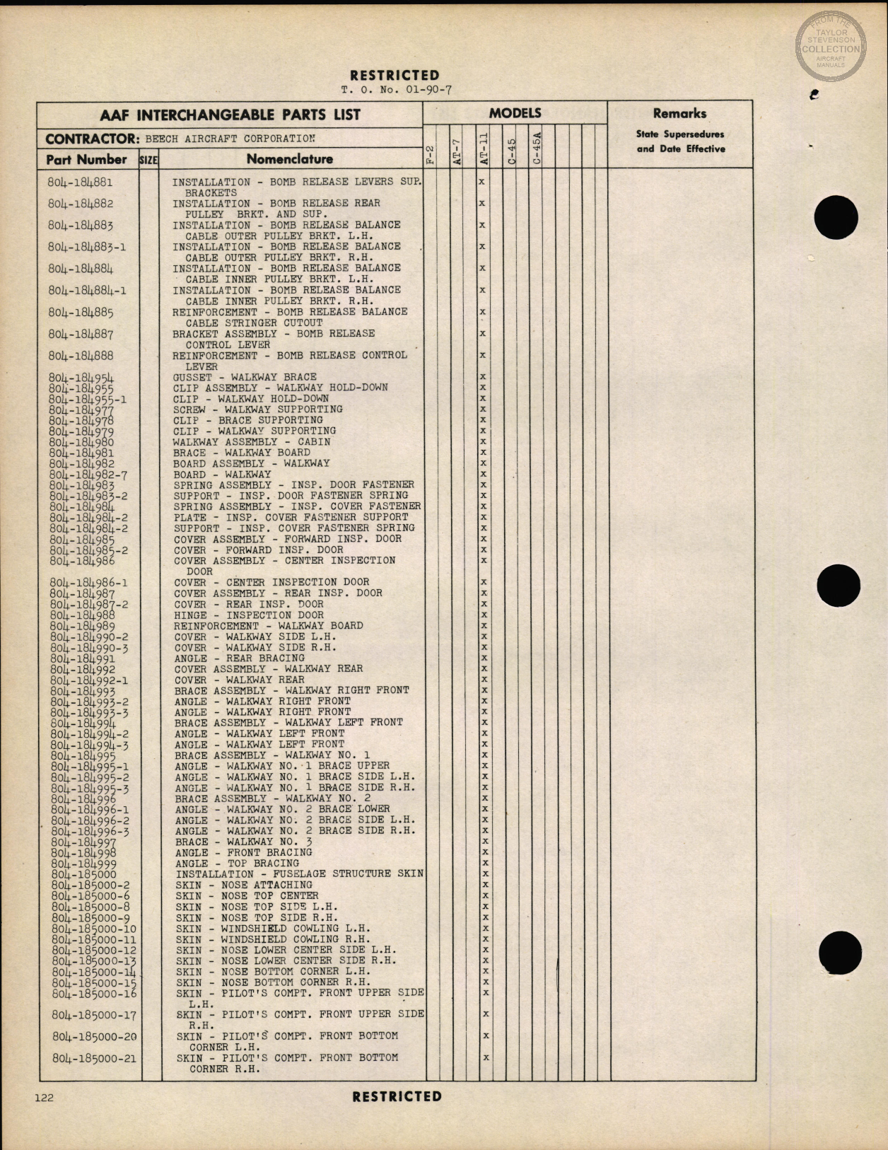 Sample page 124 from AirCorps Library document: Interchangeable Parts Catalog, AF-2, AT-7, AT-11, C-45