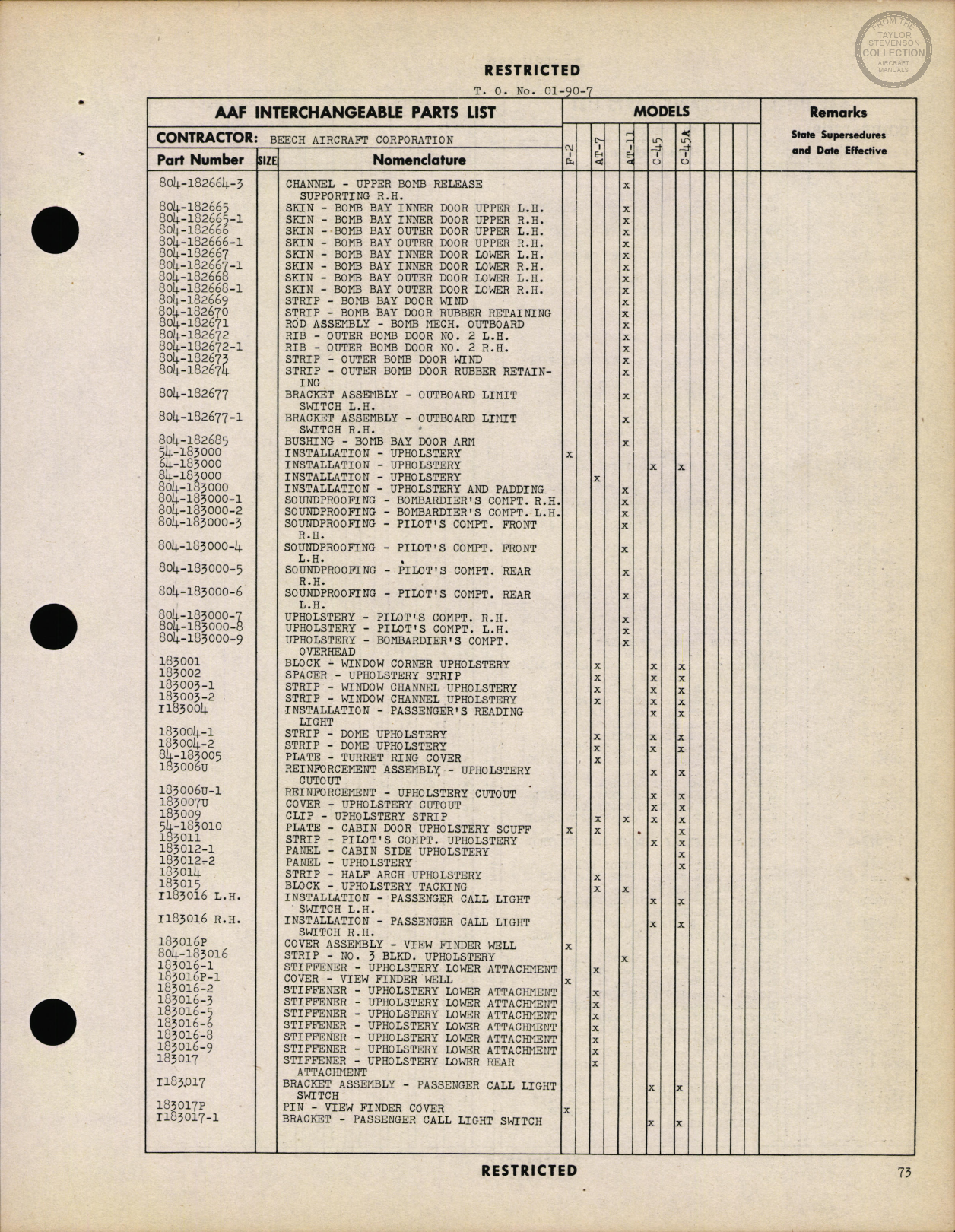 Sample page 75 from AirCorps Library document: Interchangeable Parts Catalog, AF-2, AT-7, AT-11, C-45