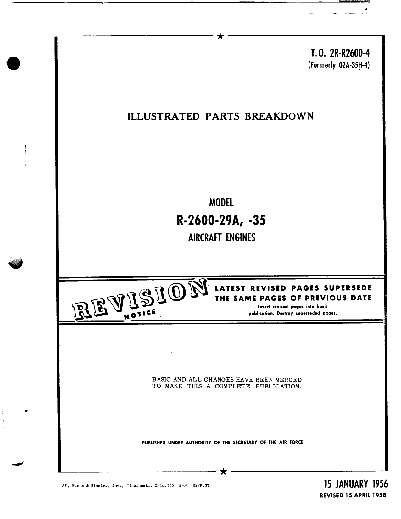 Sample page 1 from AirCorps Library document: Illustrated Parts Manual - R-2600 (-29A, -35)