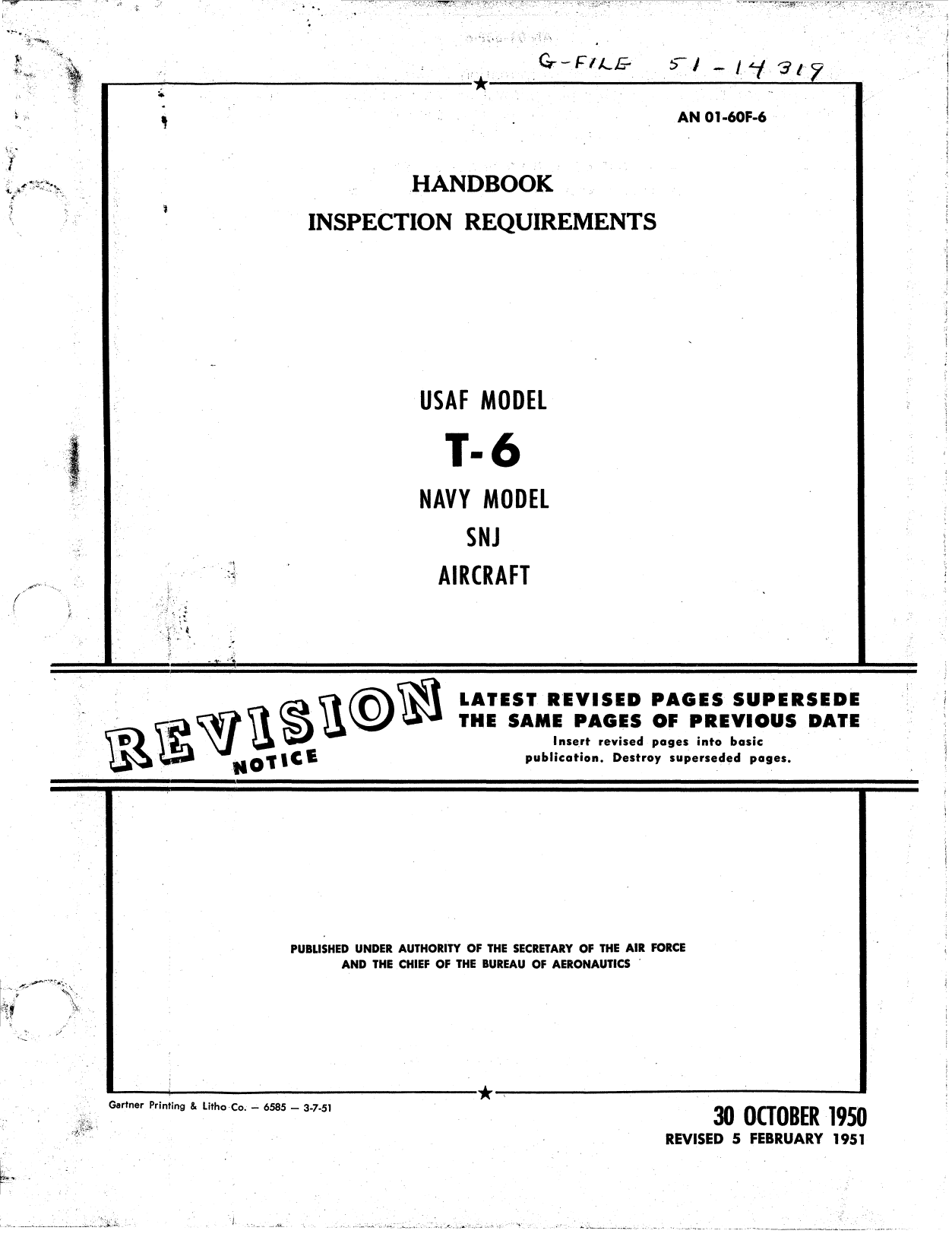 Sample page 1 from AirCorps Library document: Inspection Requirements T-6 / SNJ