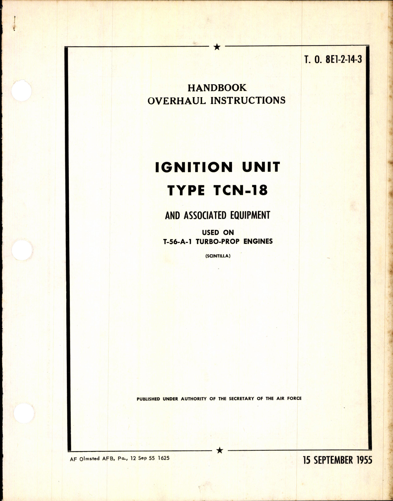 Sample page 1 from AirCorps Library document: Ignition Type TCN-18 & Equipment Used on Turbo Prop Engines