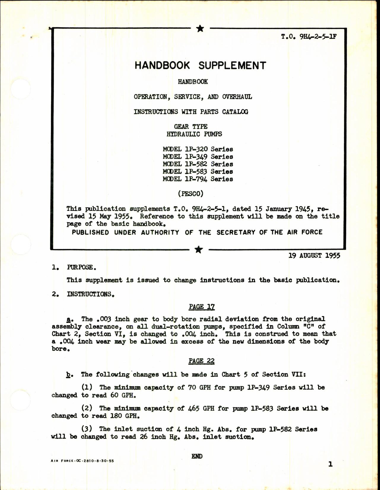 Sample page 3 from AirCorps Library document: Gear Type Hydraulic Pumps (Pesco)