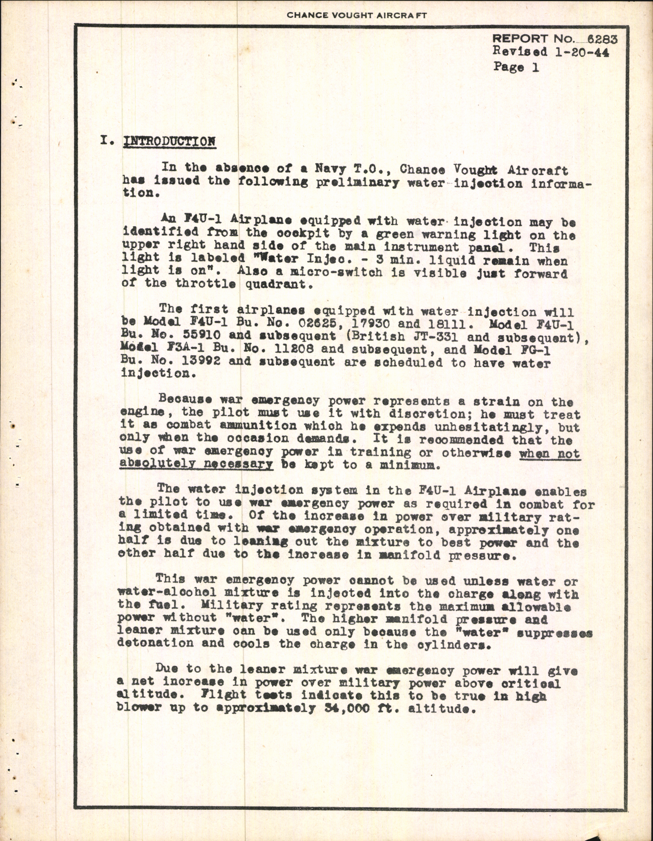 Sample page 5 from AirCorps Library document: Preliminary Information for F4U-1, F3A-1 and FG-1 Water Injection System