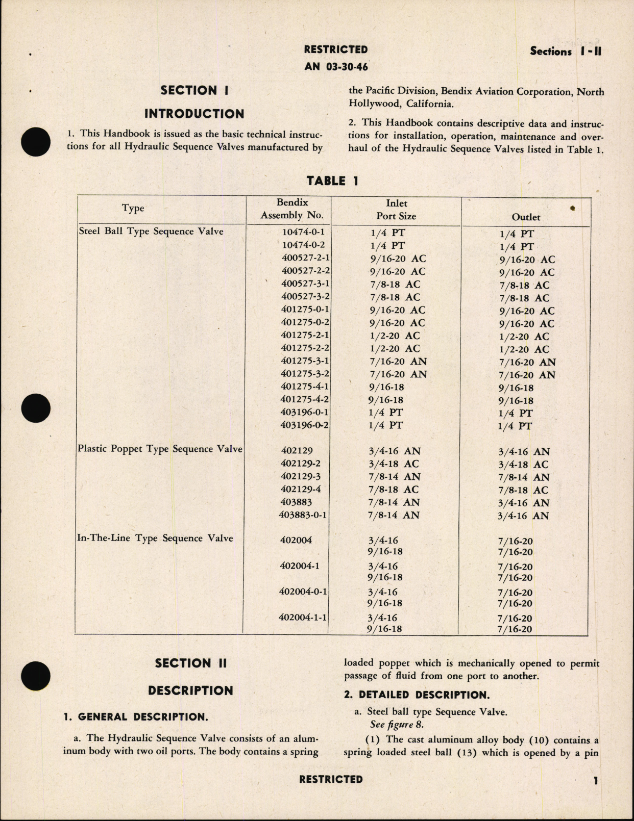 Sample page 5 from AirCorps Library document: Handbook of Instructions with Parts Catalog for Hydraulic Sequence Valves