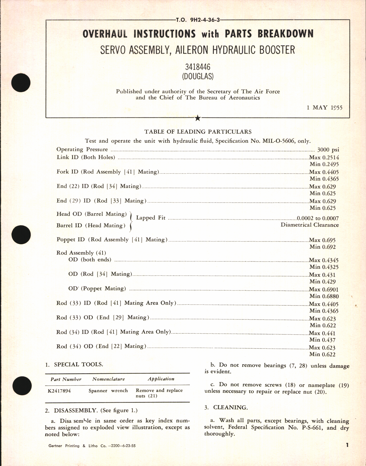 Sample page 1 from AirCorps Library document: Overhaul Instructions with Parts Breakdown for Servo Assembly, Aileron Hydraulic Booster 3418446