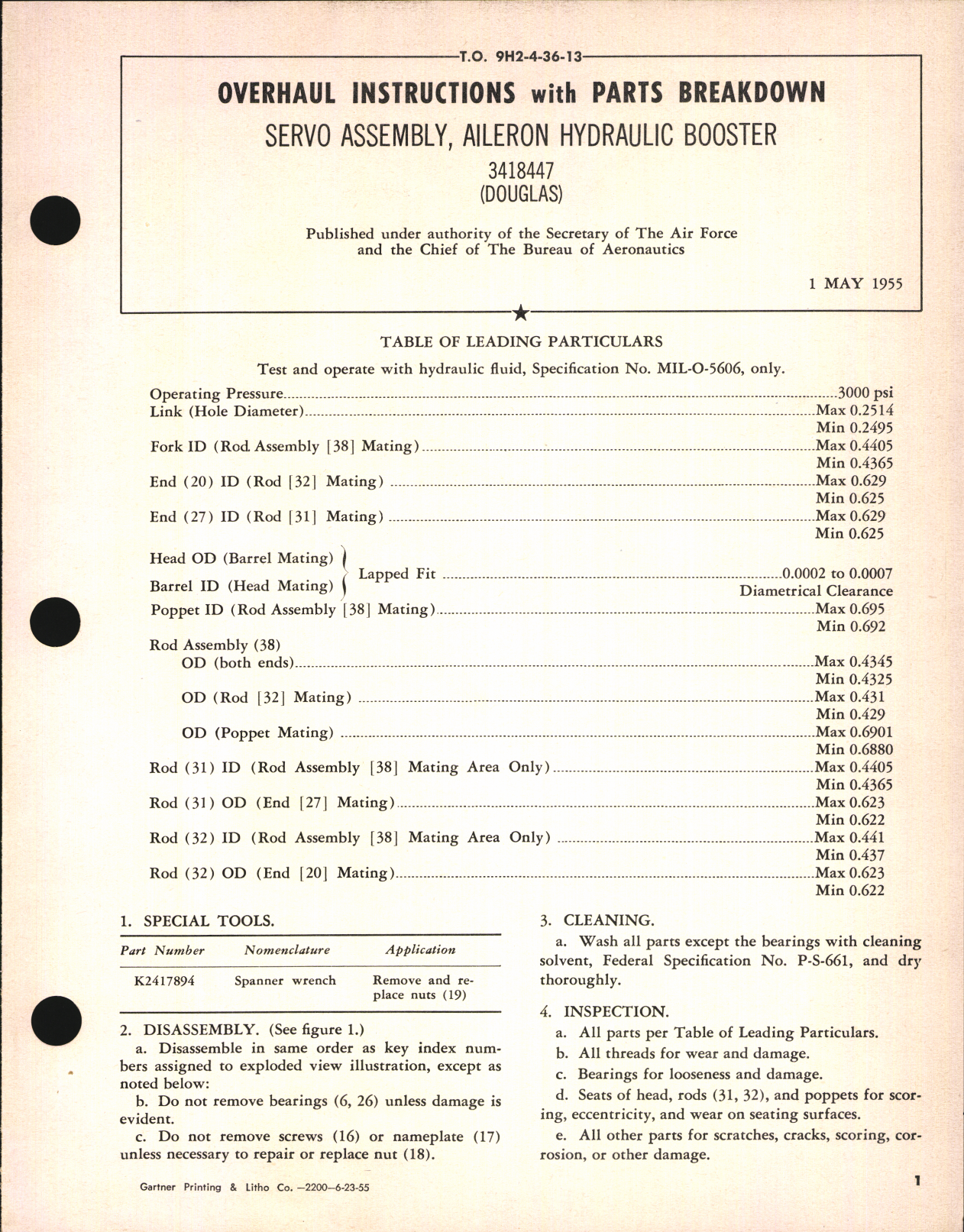 Sample page 1 from AirCorps Library document: Overhaul Instructions with Parts Breakdown for Servo Assembly, Aileron Hydraulic Booster 3418447