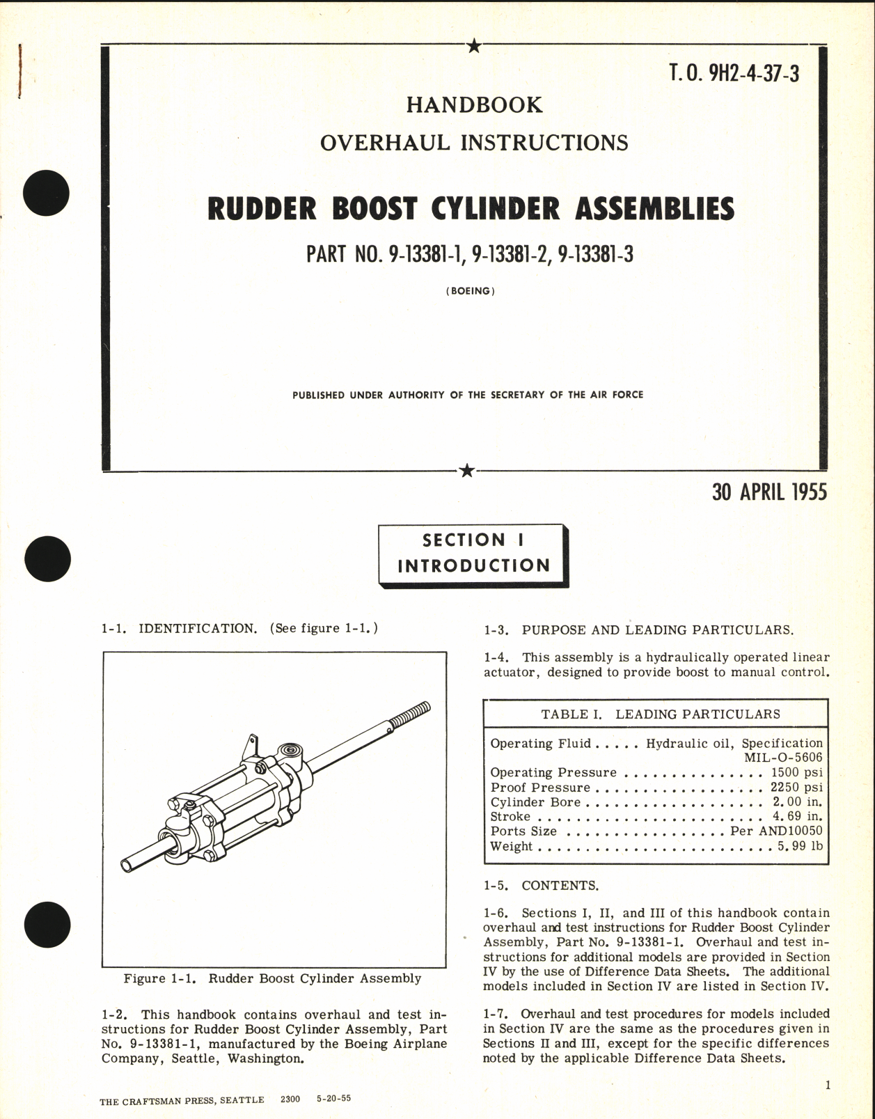 Sample page 1 from AirCorps Library document: Overhaul Instructions for Rudder Boost Cylinder Assemblies