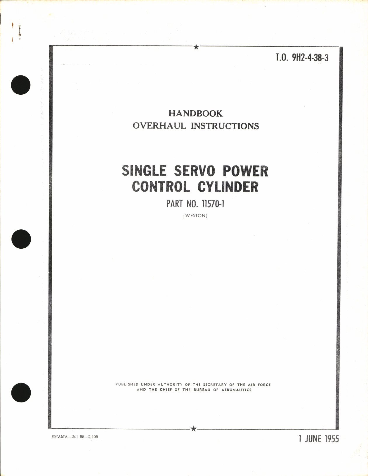 Sample page 1 from AirCorps Library document: Overhaul Instructions for Single Servo Power Control Cylinder Part No. 11570-1
