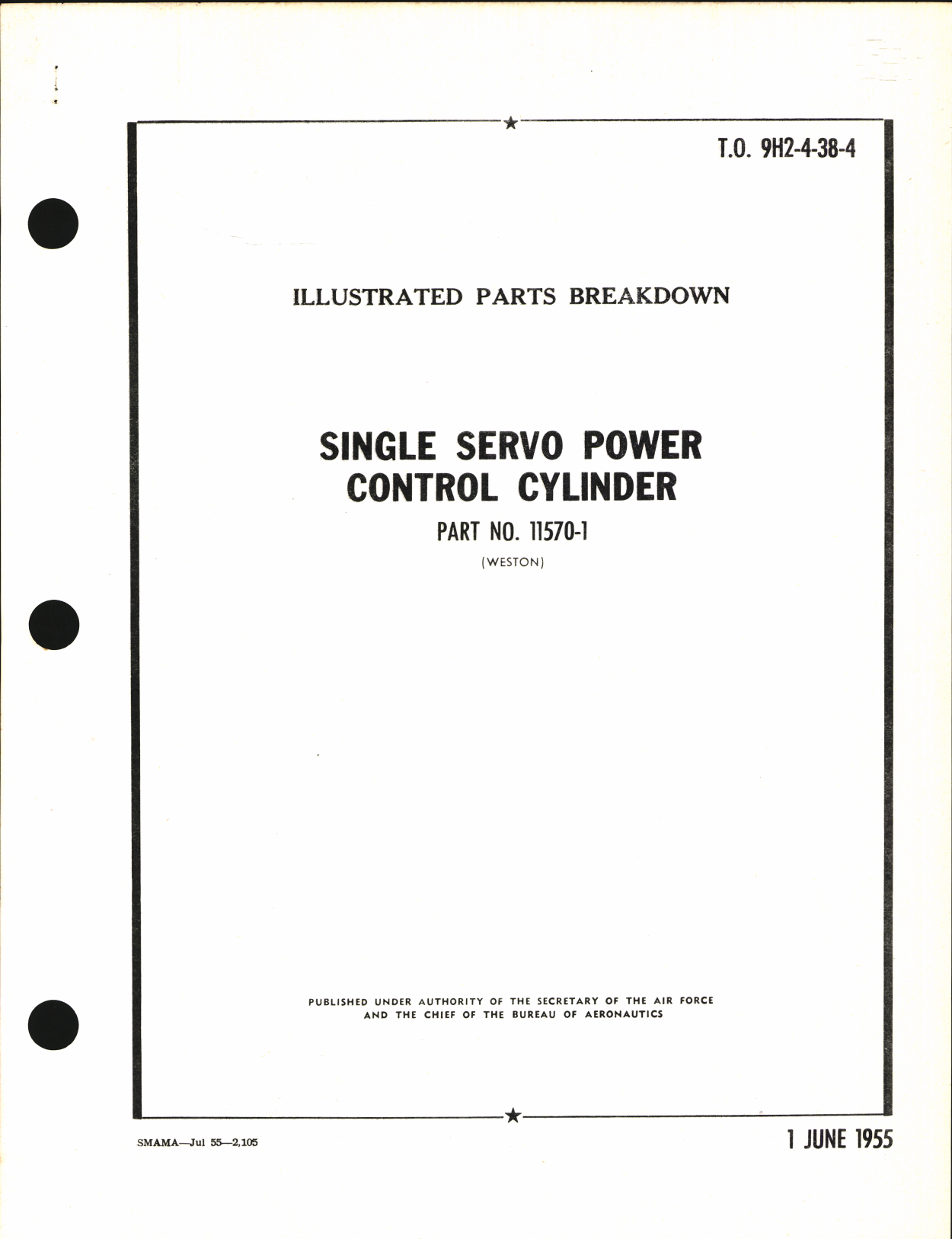 Sample page 1 from AirCorps Library document: Illustrated Parts Breakdown for Single Servo Power Control cylinder Part No. 11570-1