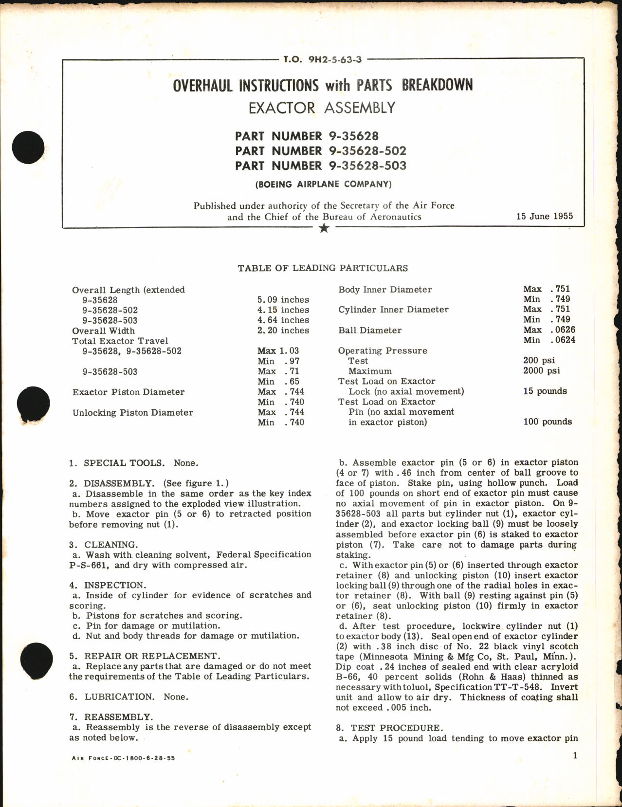 Sample page 1 from AirCorps Library document: Overhaul Instructions with Parts Breakdown for Extractor Assembly