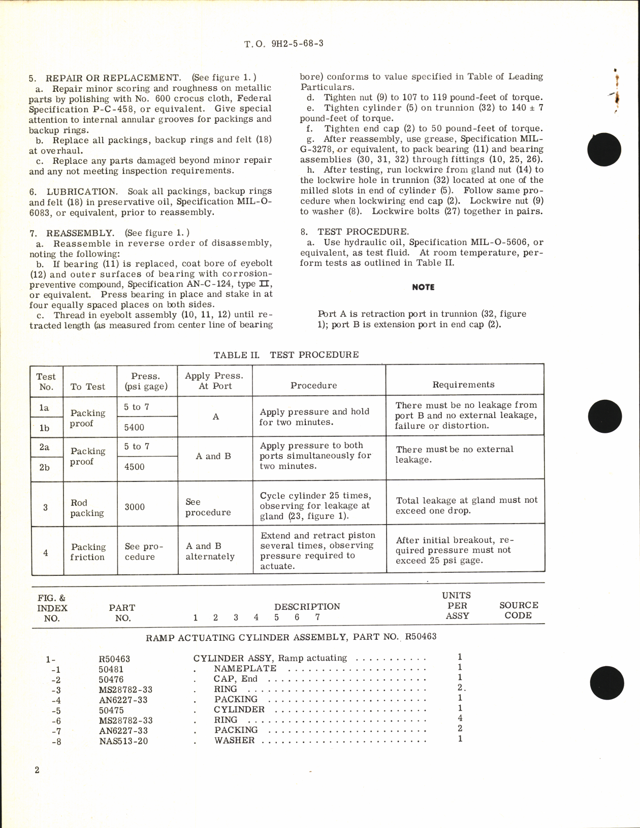 Sample page 2 from AirCorps Library document: Overhaul Instructions with Parts Breakdown for Ramp actuating Cylinder Assembly Part No. R50463