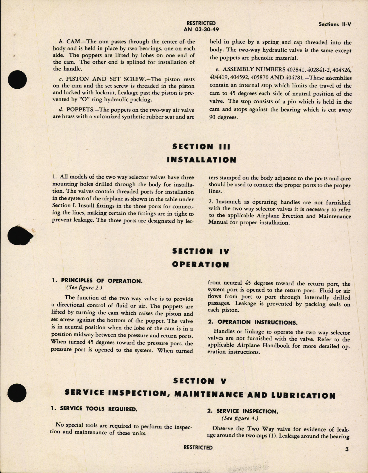 Sample page 7 from AirCorps Library document: Operation, Service and Overhaul Instructions with Parts Catalog for Two-Way Hydraulic and Air Valves
