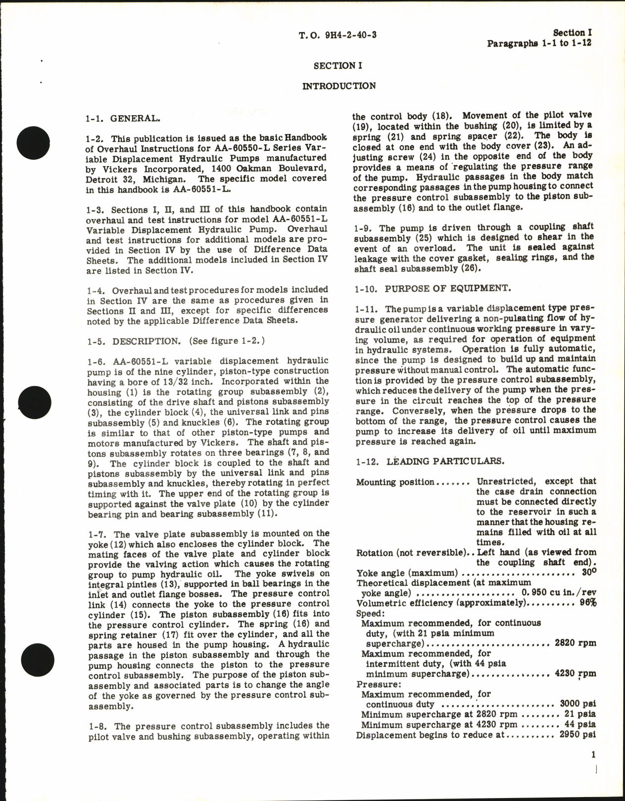 Sample page 5 from AirCorps Library document: Overhaul Instructions for Variable Displacement Hydraulic Pumps AA-60550-L Series