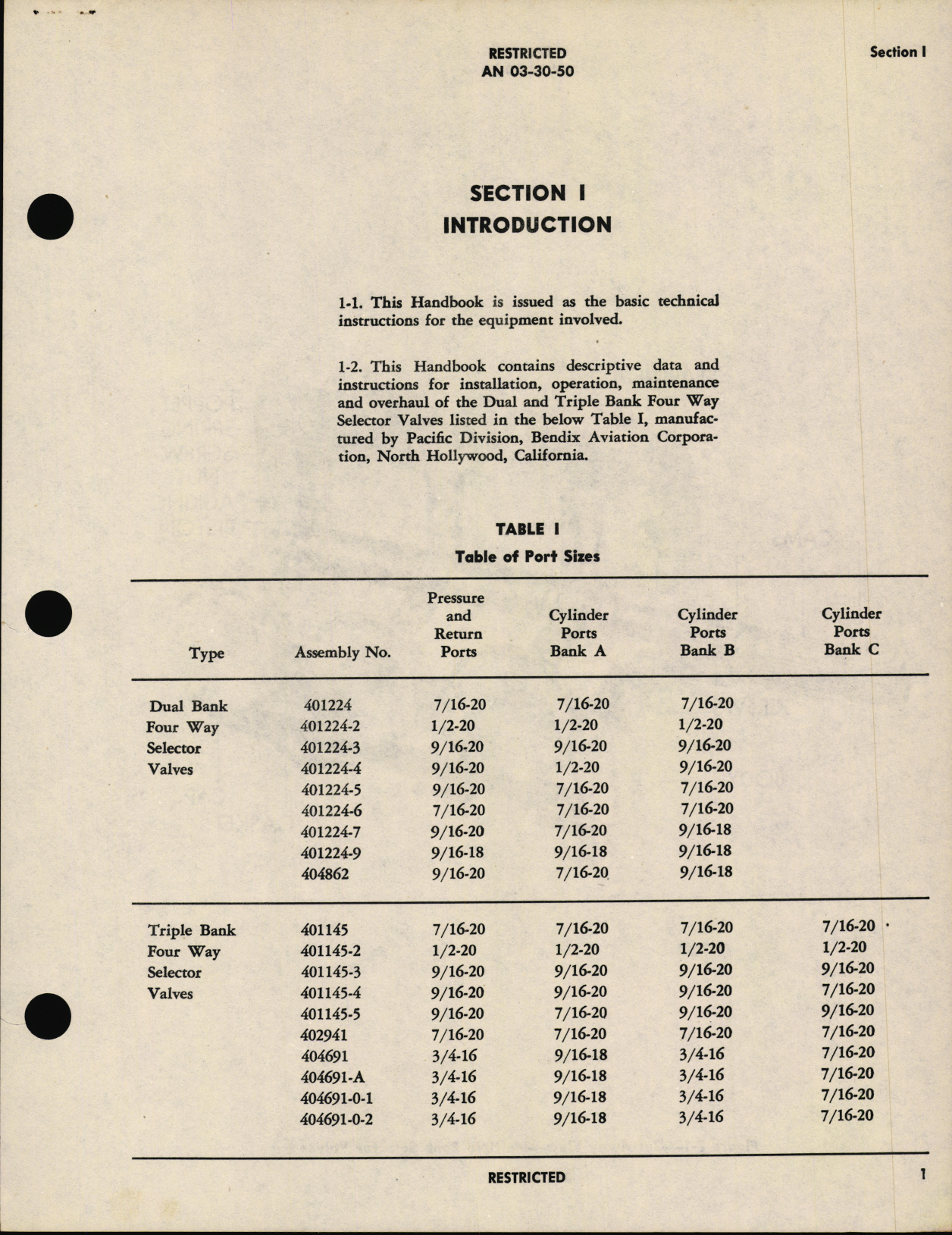 Sample page 5 from AirCorps Library document: Operation, Service and Overhaul Instructions with Parts Catalog for Dual and Triple Bank Four Way Selector Valves