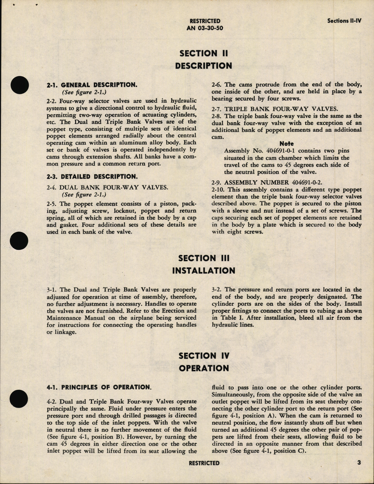 Sample page 7 from AirCorps Library document: Operation, Service and Overhaul Instructions with Parts Catalog for Dual and Triple Bank Four Way Selector Valves