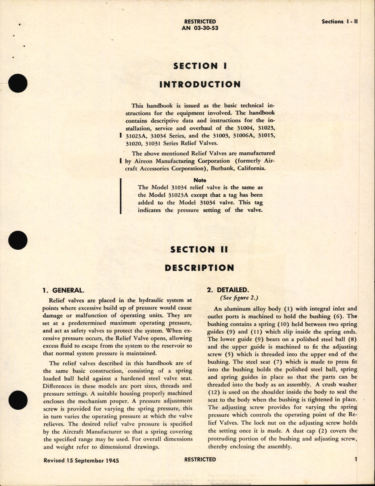 Sample page 7 from AirCorps Library document: Operation, Service and Overhaul Instructions with Parts and Catalog for Relief Valves