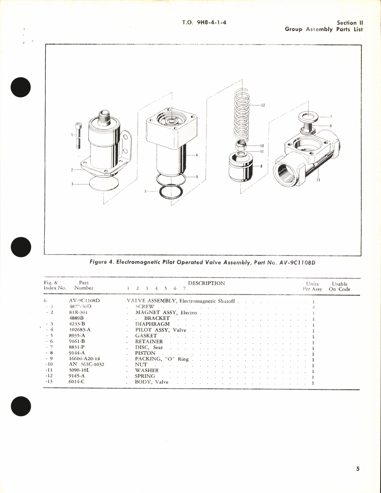 Sample page 7 from AirCorps Library document: Illustrated Parts breakdown for Electromagnetic Pilot Operated Valve AV-9 Series, Part No. AV-9A1105 and Similar Valves