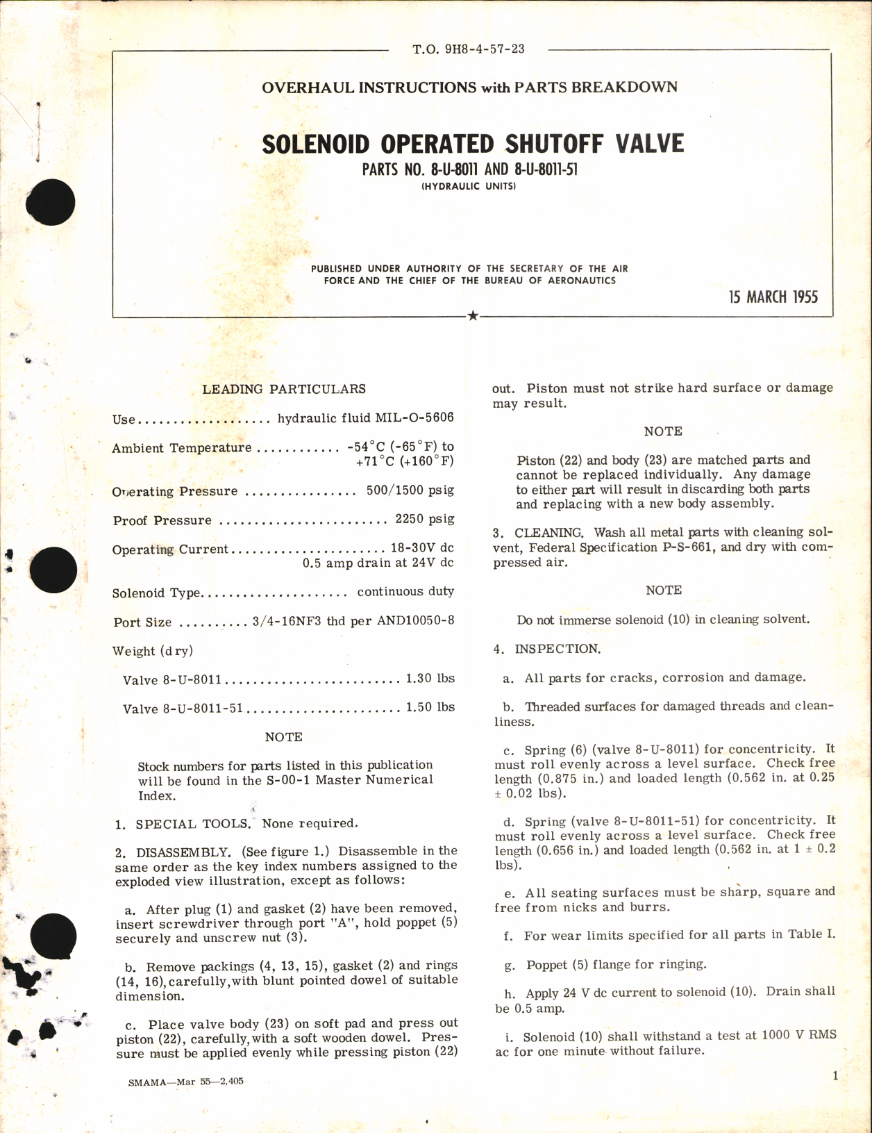 Sample page 1 from AirCorps Library document: Overhaul Instructions with Parts Breakdown for Solenoid Operated Shutoff Valve