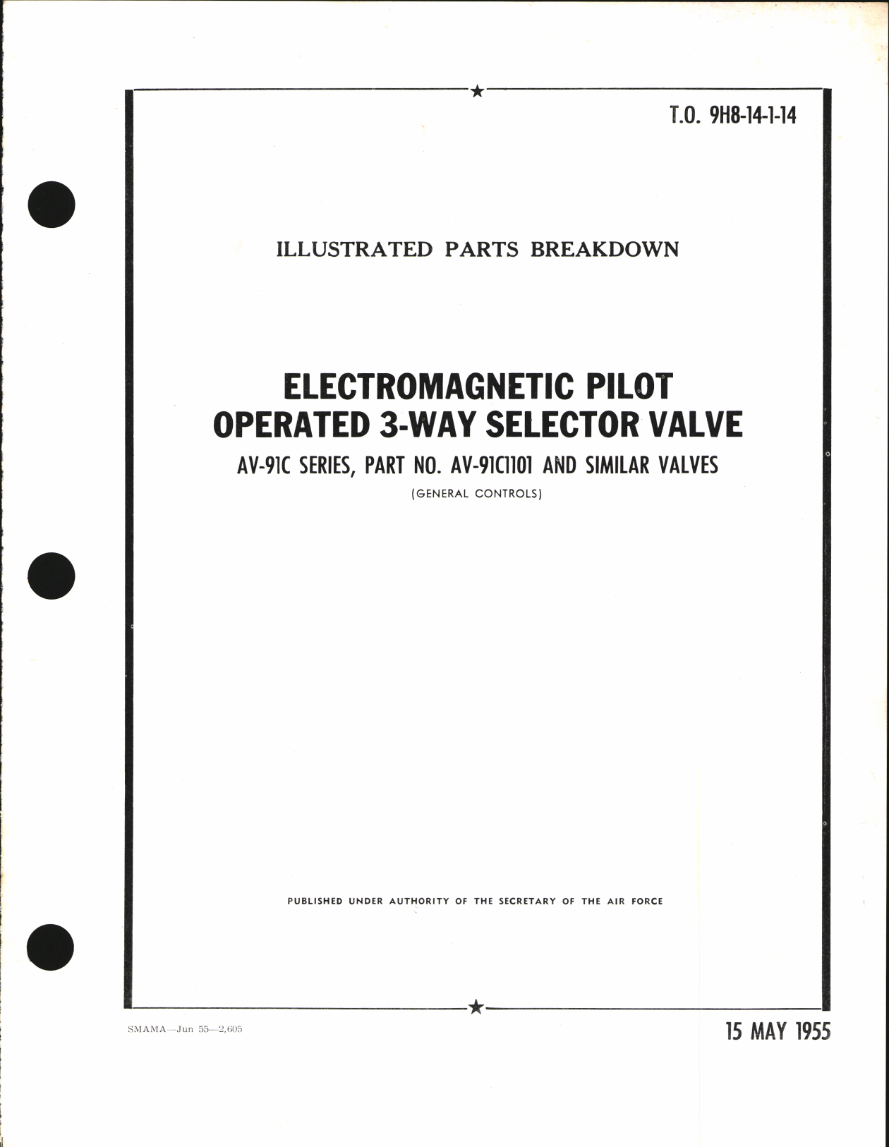 Sample page 1 from AirCorps Library document: Illustrated Parts Breakdown for Electromagnetic Pilot Operated 3-Way selector valve