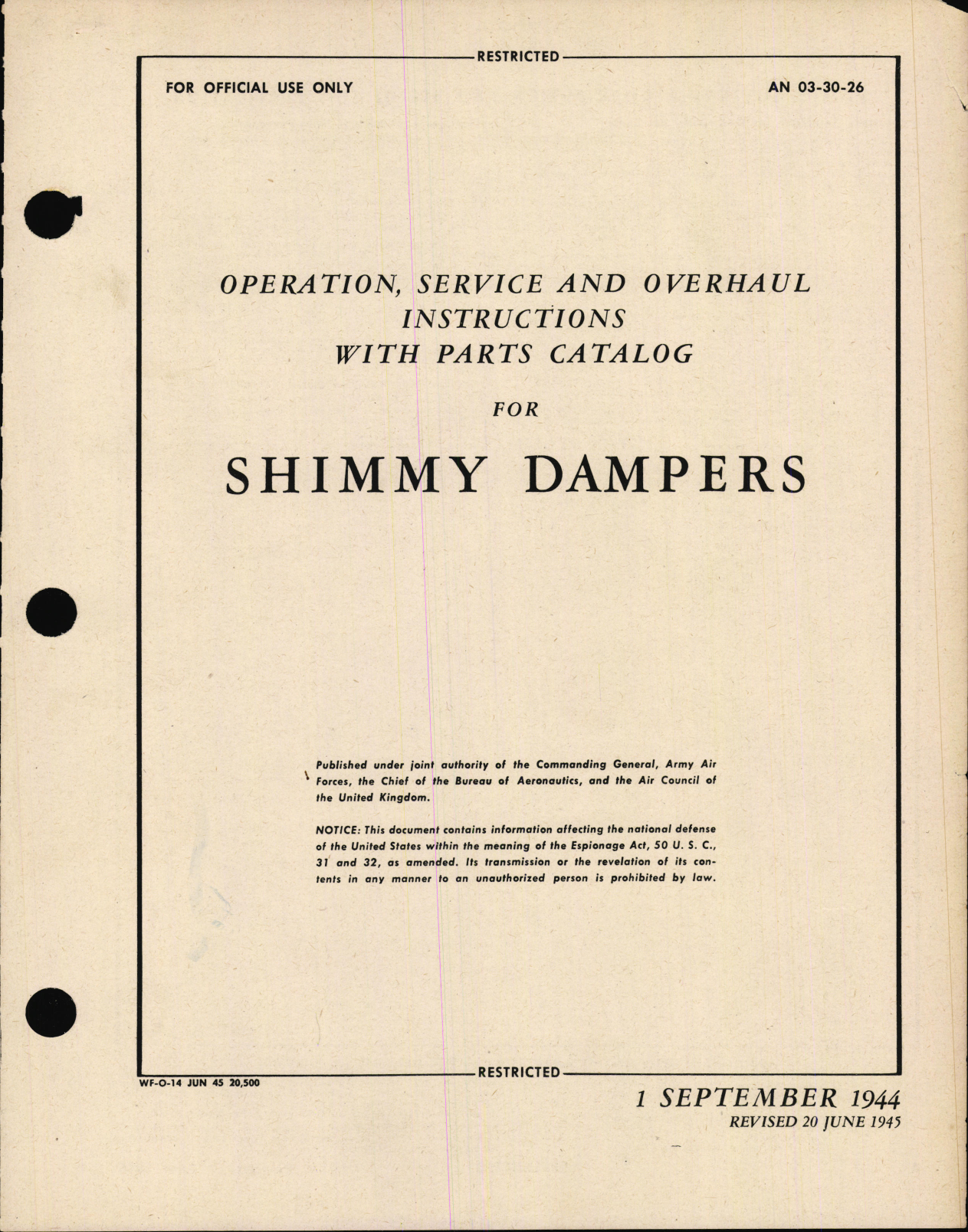 Sample page 1 from AirCorps Library document: Operation, Service and Overhaul Instructions with Parts Catalog for Shimmy Dampers