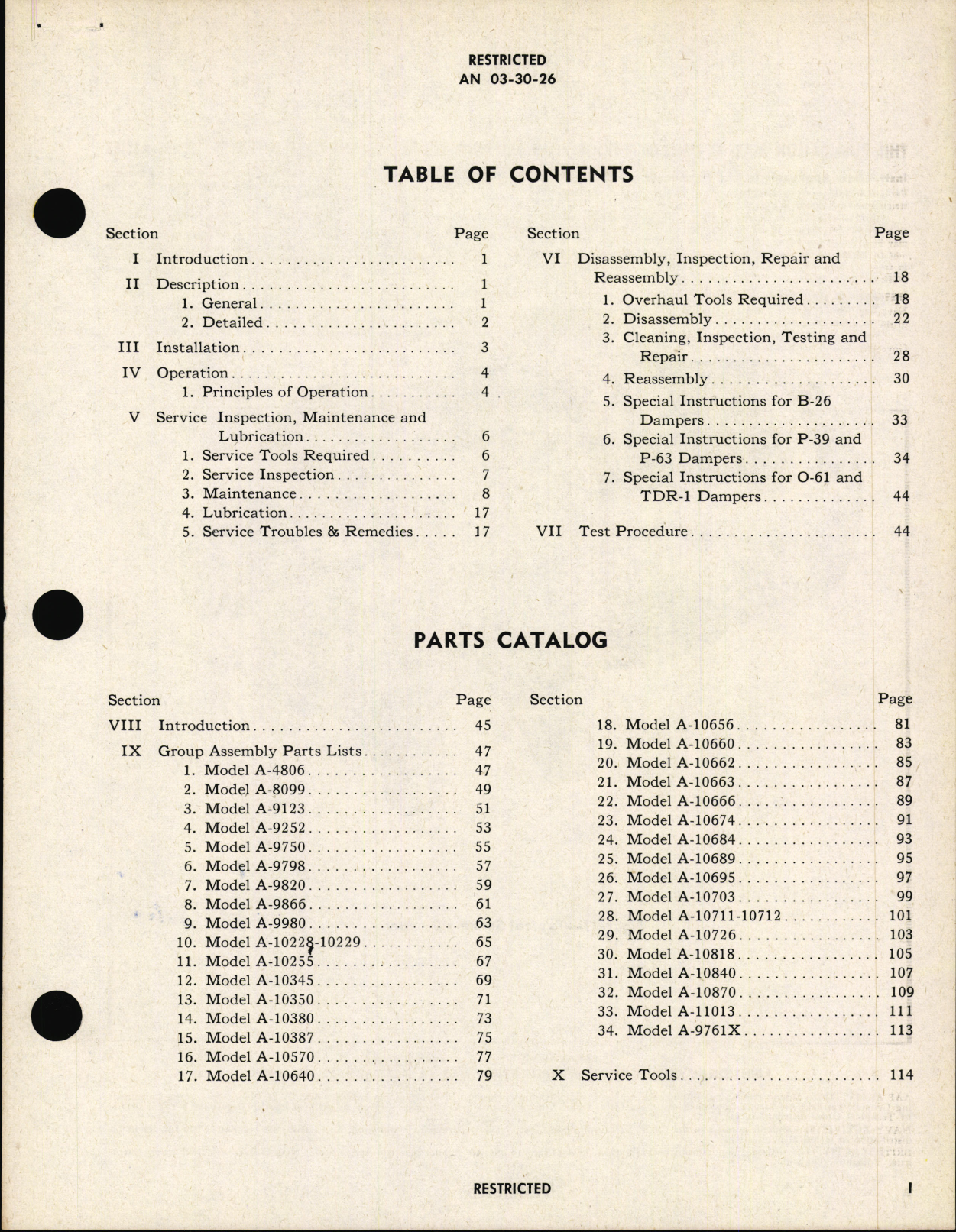 Sample page 3 from AirCorps Library document: Operation, Service and Overhaul Instructions with Parts Catalog for Shimmy Dampers