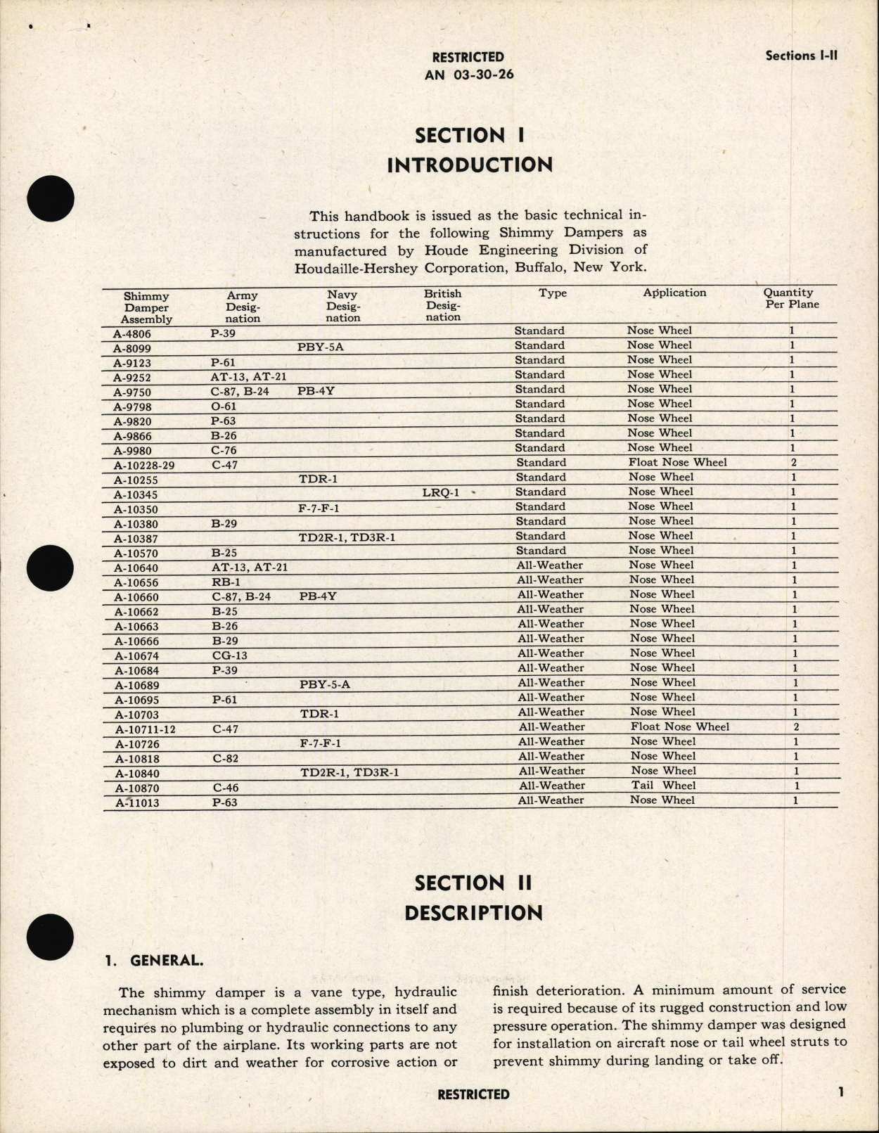 Sample page 5 from AirCorps Library document: Operation, Service and Overhaul Instructions with Parts Catalog for Shimmy Dampers