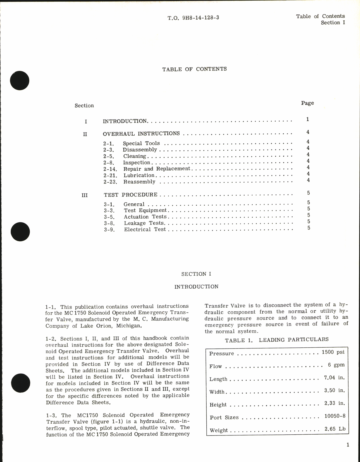 Sample page 3 from AirCorps Library document: Handbook of Instructions for Solenoid Operated Emergency Transfer Valve Part No. MC 1750