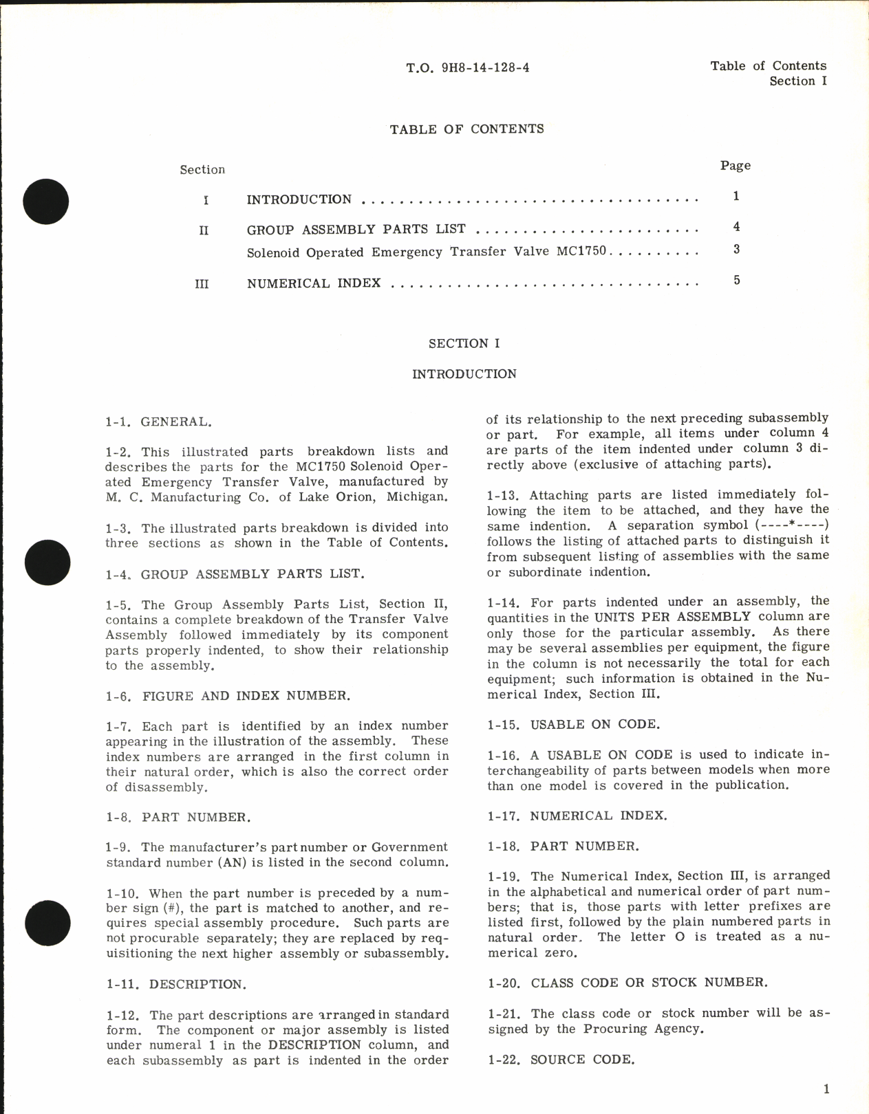 Sample page 3 from AirCorps Library document: Illustrated Parts Breakdown for Solenoid Operated Emergency Transfer Valve Part no. MC 1750