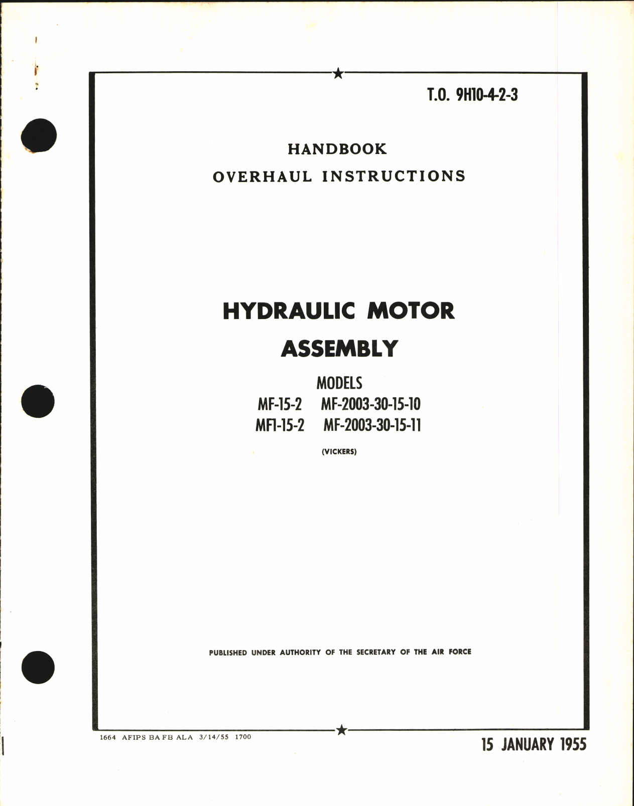 Sample page 1 from AirCorps Library document: Handbook of Overhaul Instructions for Hydraulic Motor Assembly 